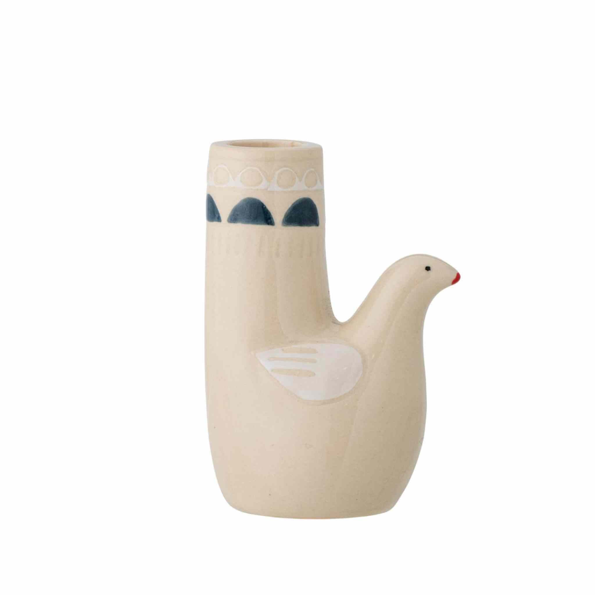 Bird Stoneware Candleholder | White