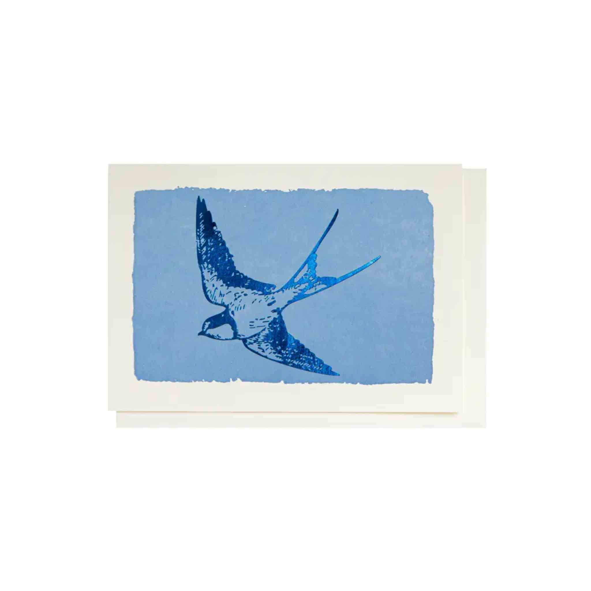 Blue Foil Swallow | Single Notelet Card