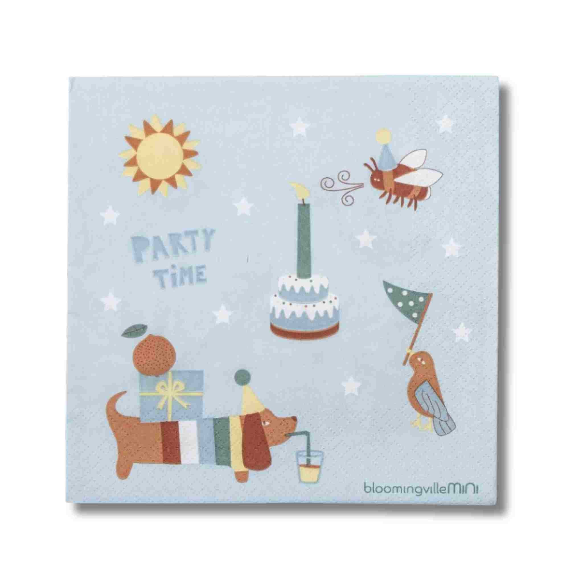 Blue 'Party Time' Napkins | Pack of 20