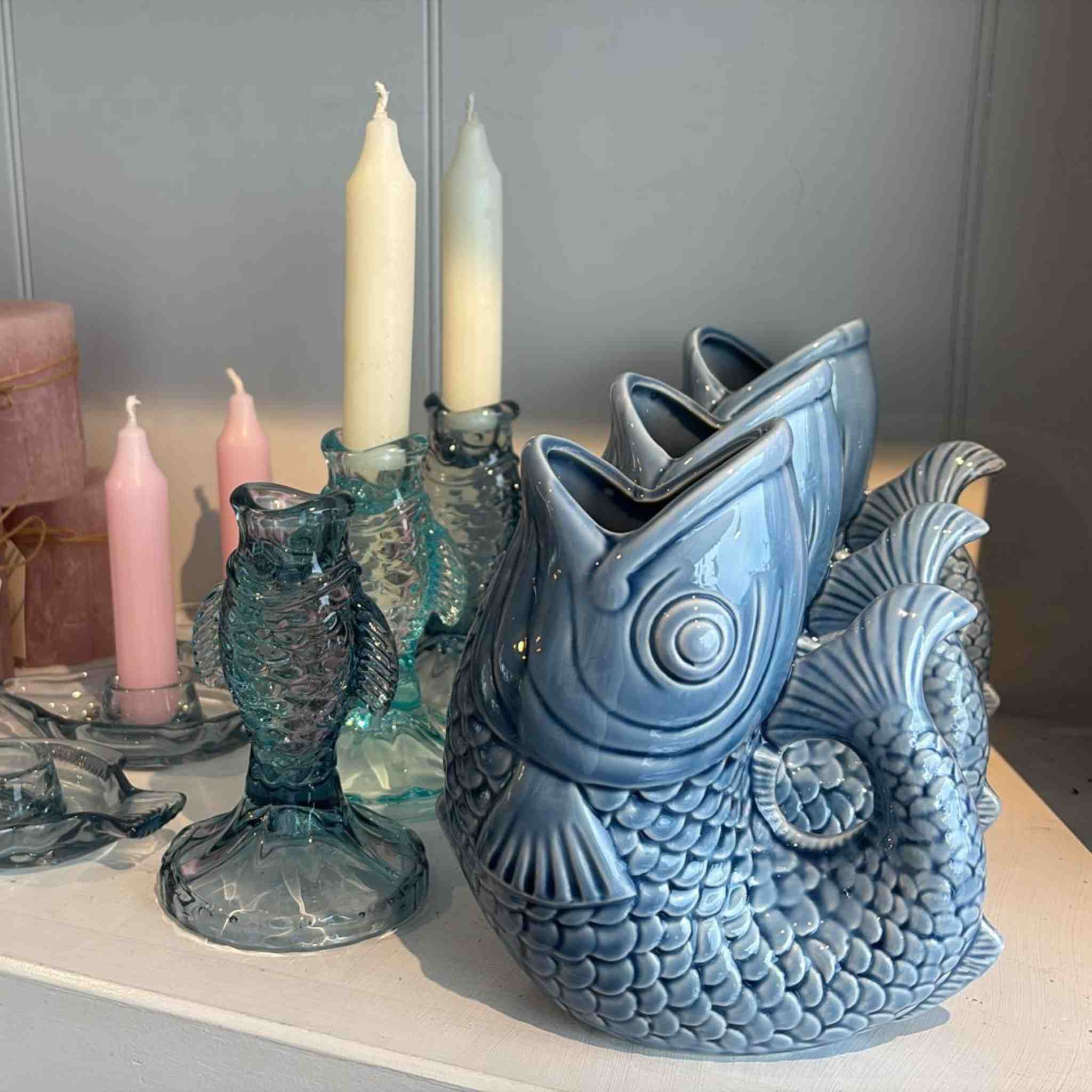Blue Porcelain Fish Vase