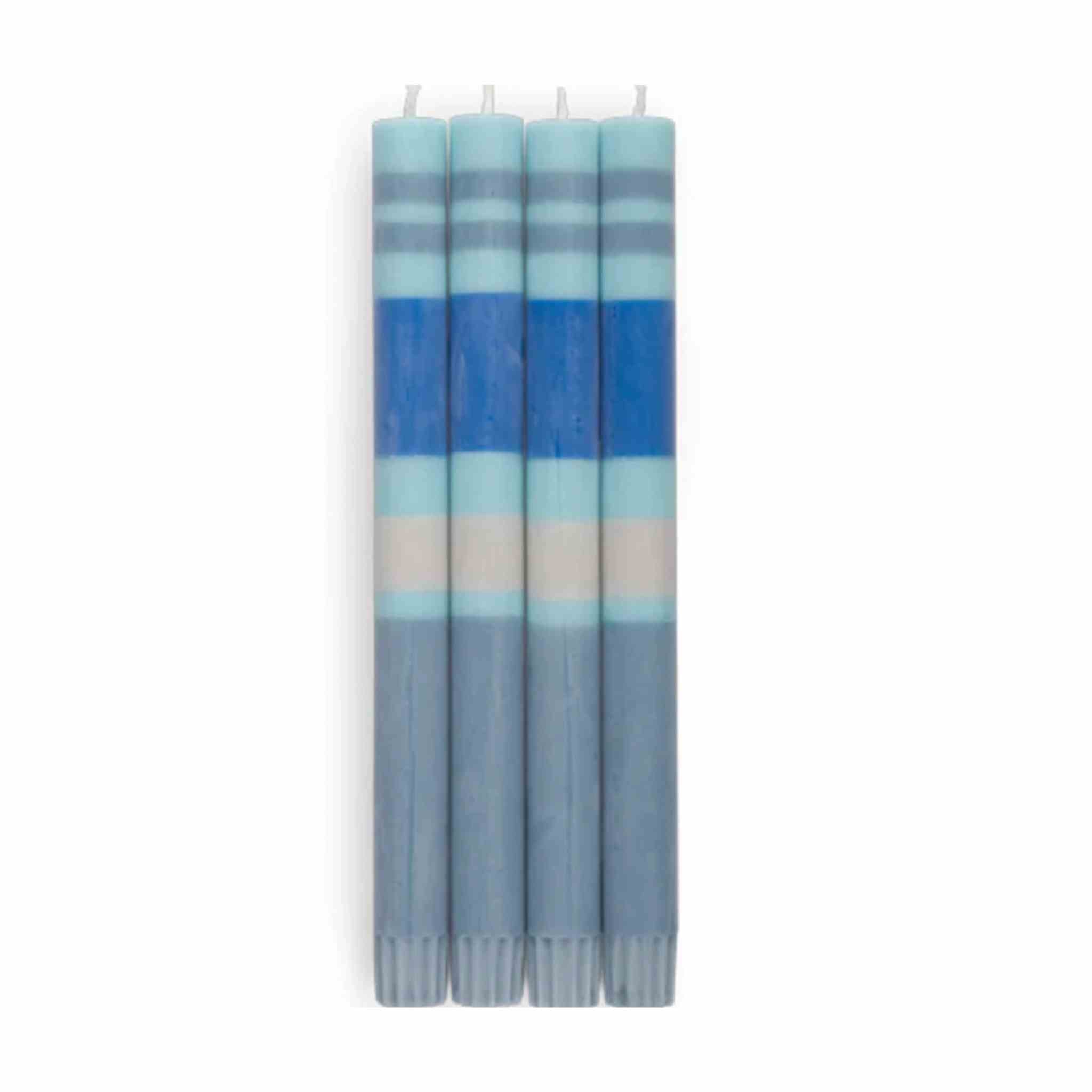 Blue Striped Eco Dinner Candles | Pack of 4