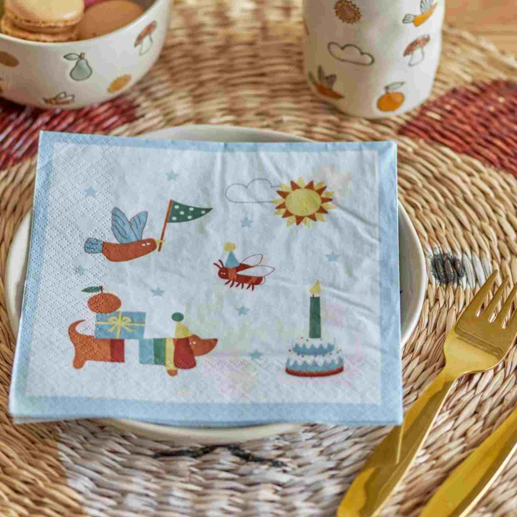 Blue 'Party Time' Napkins | Pack of 20
