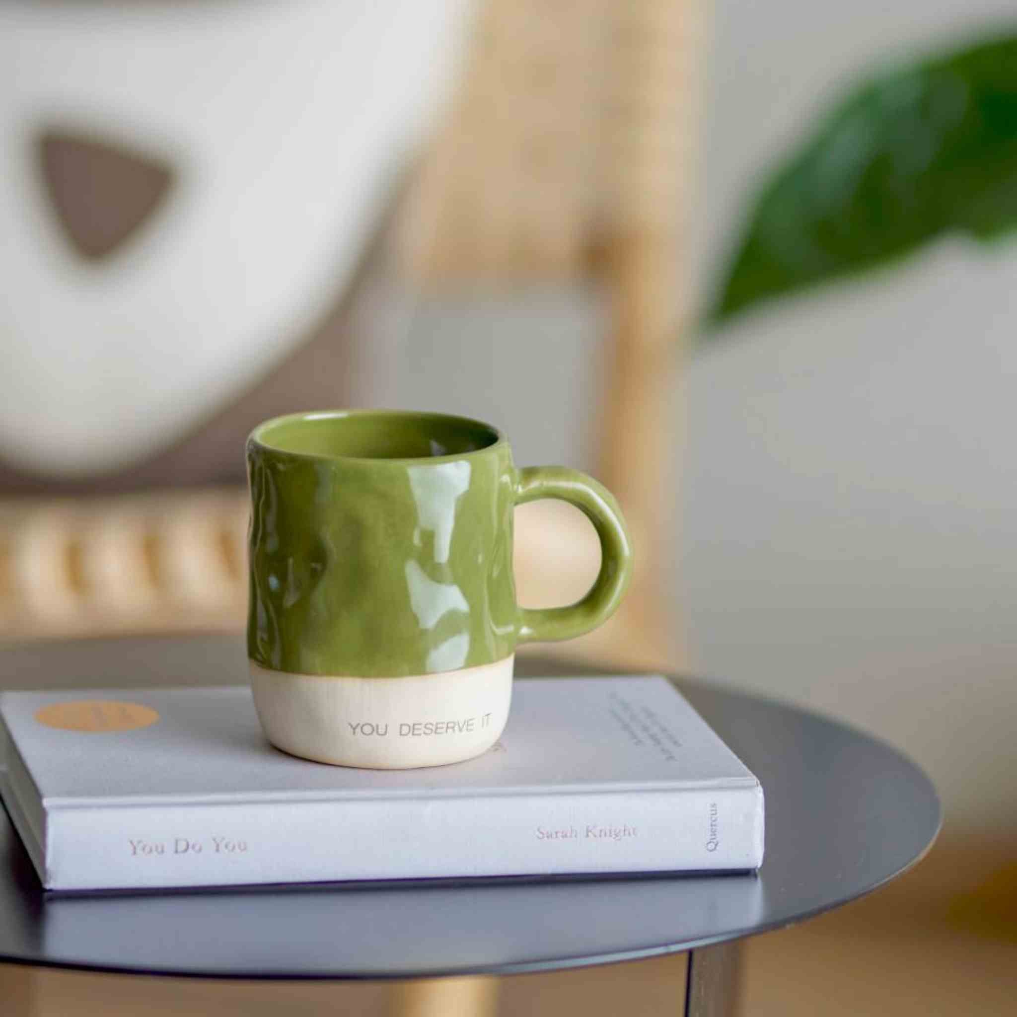 Boxed Green Stoneware Mug