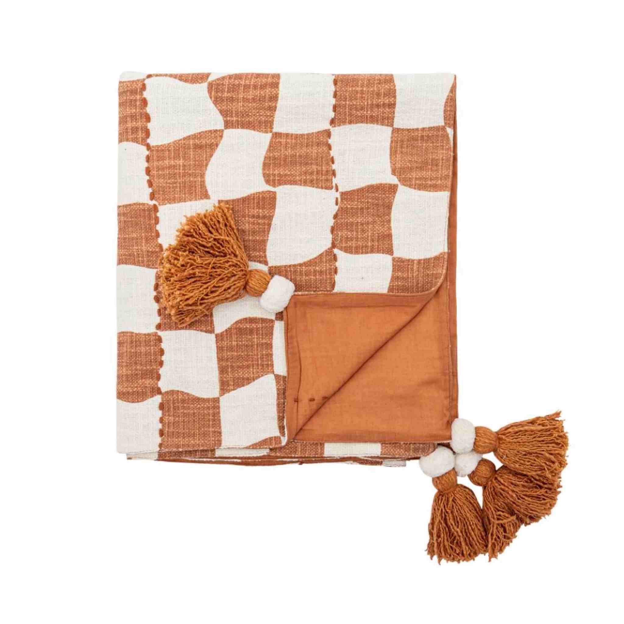 Brown & White OEKO-TEX® Cotton Throw