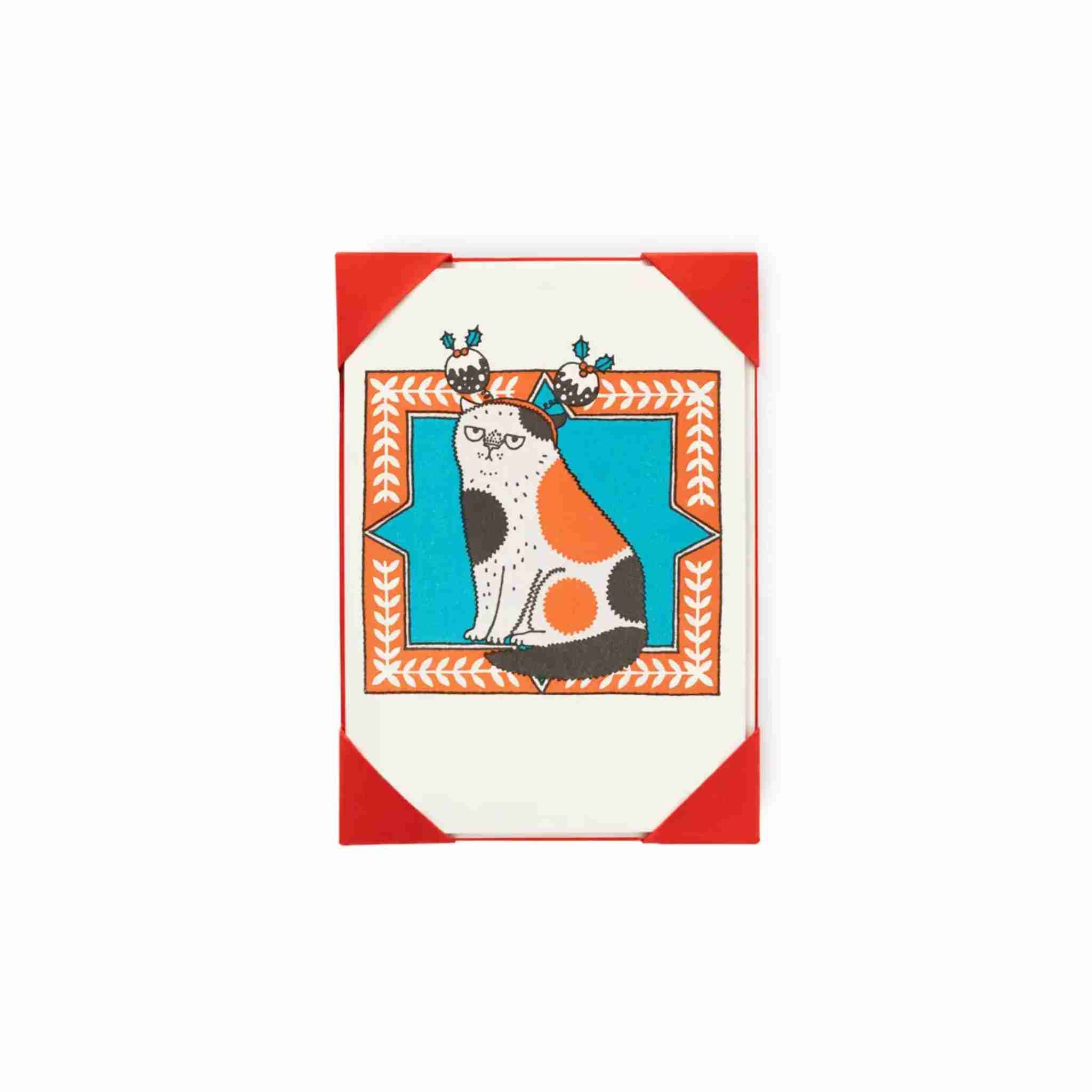 Card with a cat design on a white background