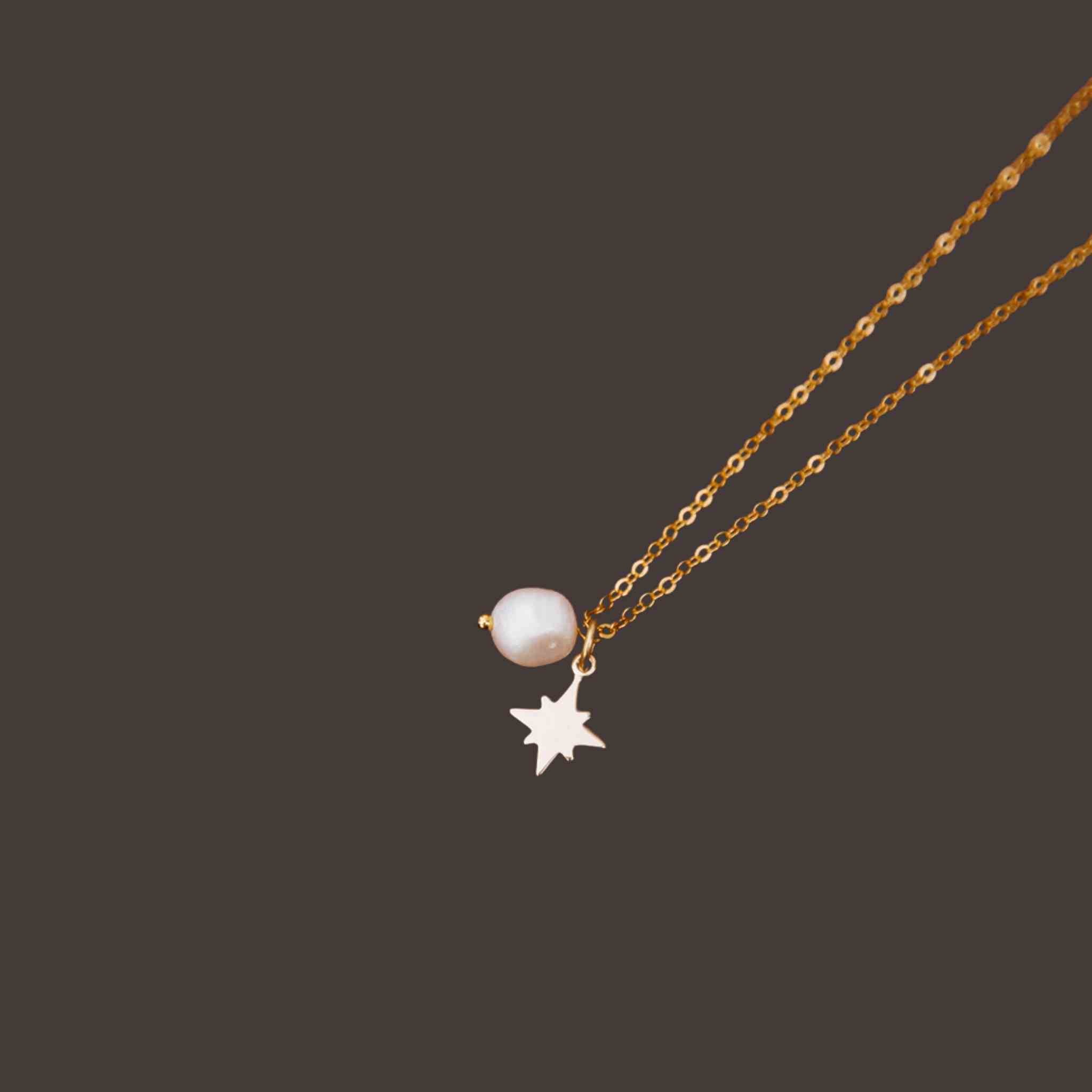Celestial Star + Pearl Charm Necklace