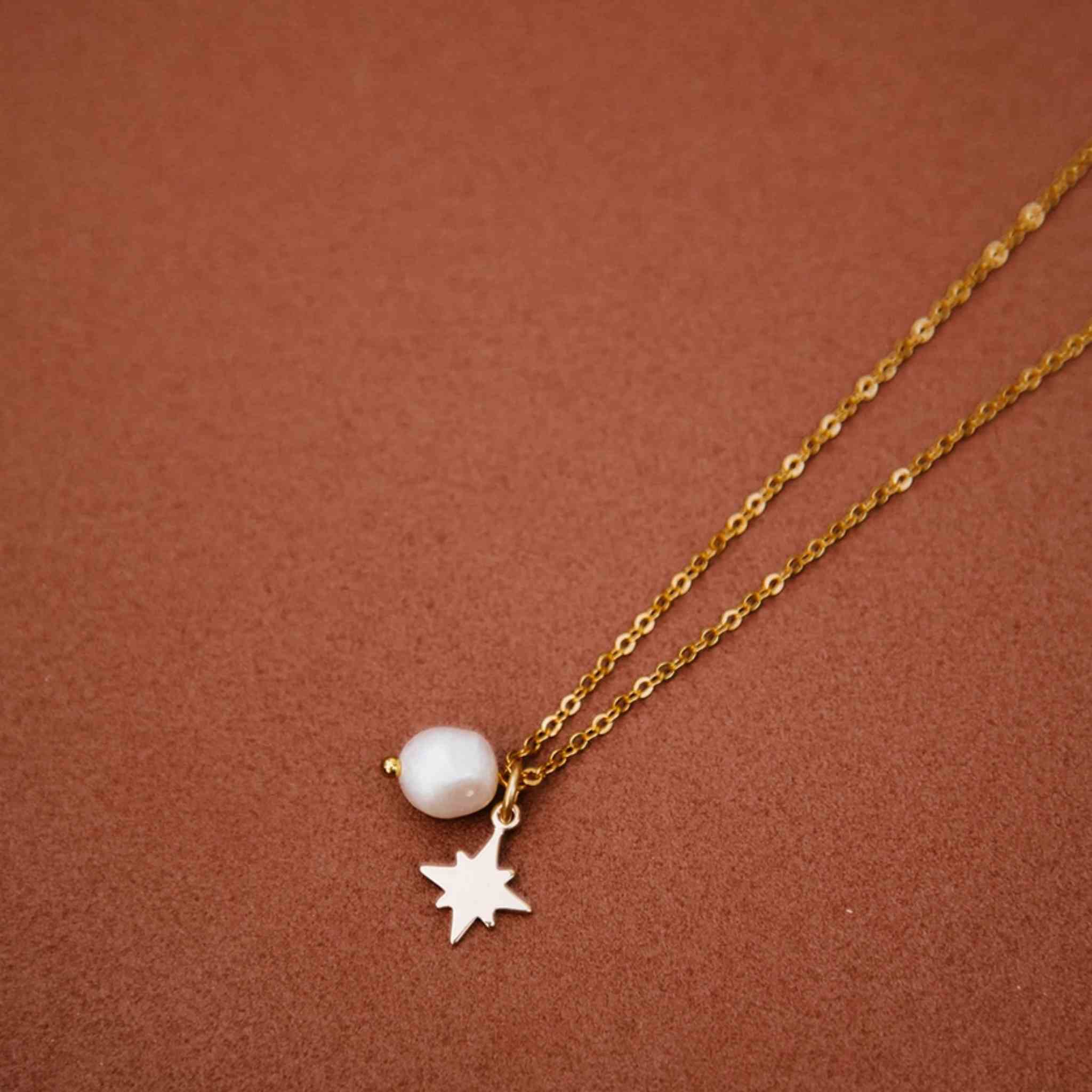 Celestial Star + Pearl Charm Necklace