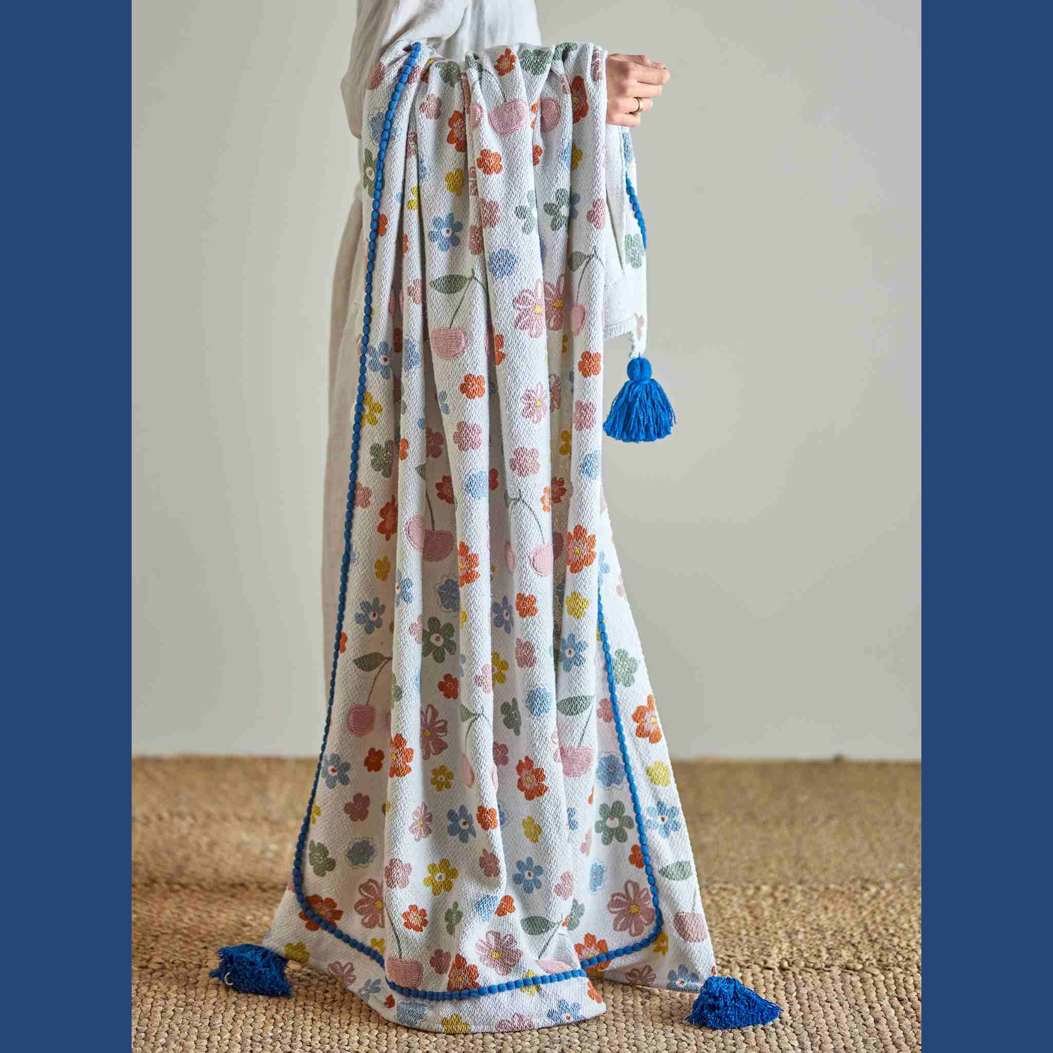 Cherry & Floral Cotton Throw