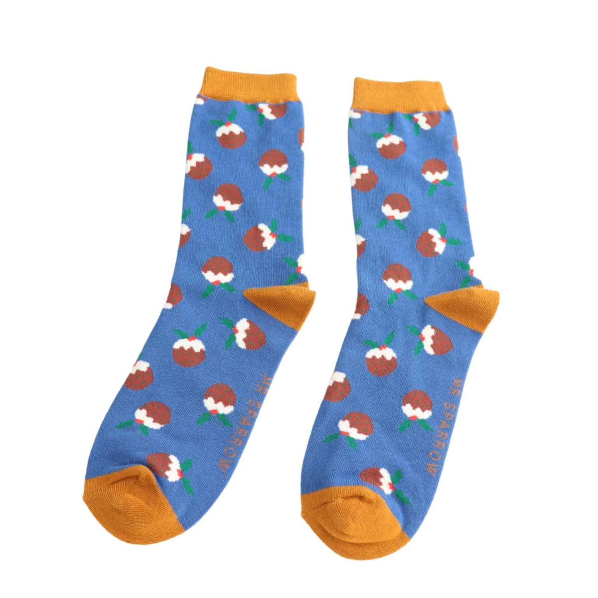 Christmas Puddings Bamboo Socks | One Size 7-11 | Navy