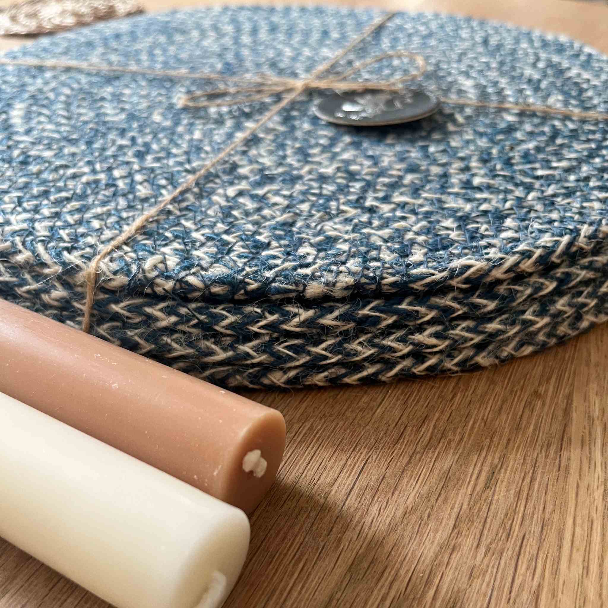 Cornflower Jute Placemats 27cm | Tied Set of 4