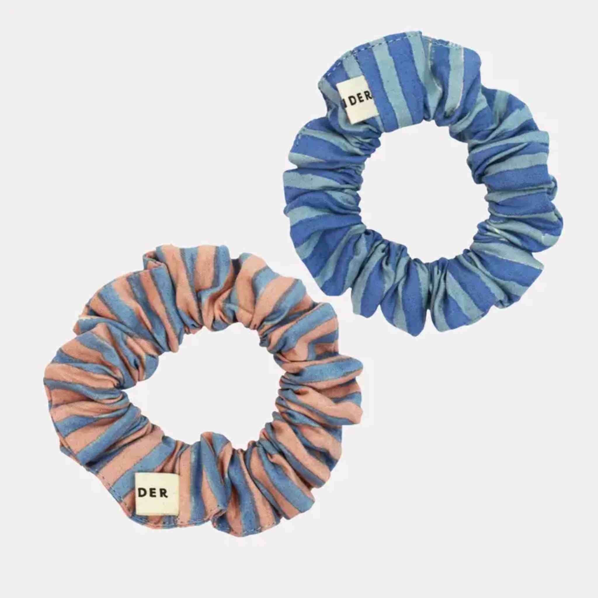 Cotton Mini Scrunchie Duo | Blue Mix