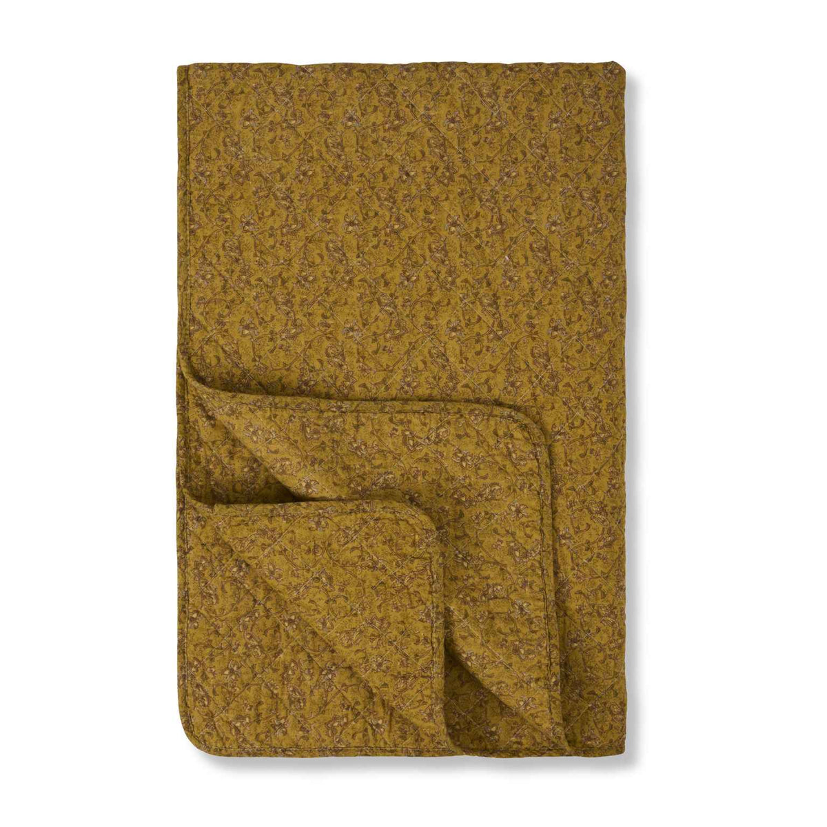 Cotton Quilt | Mustard & Flower Vines