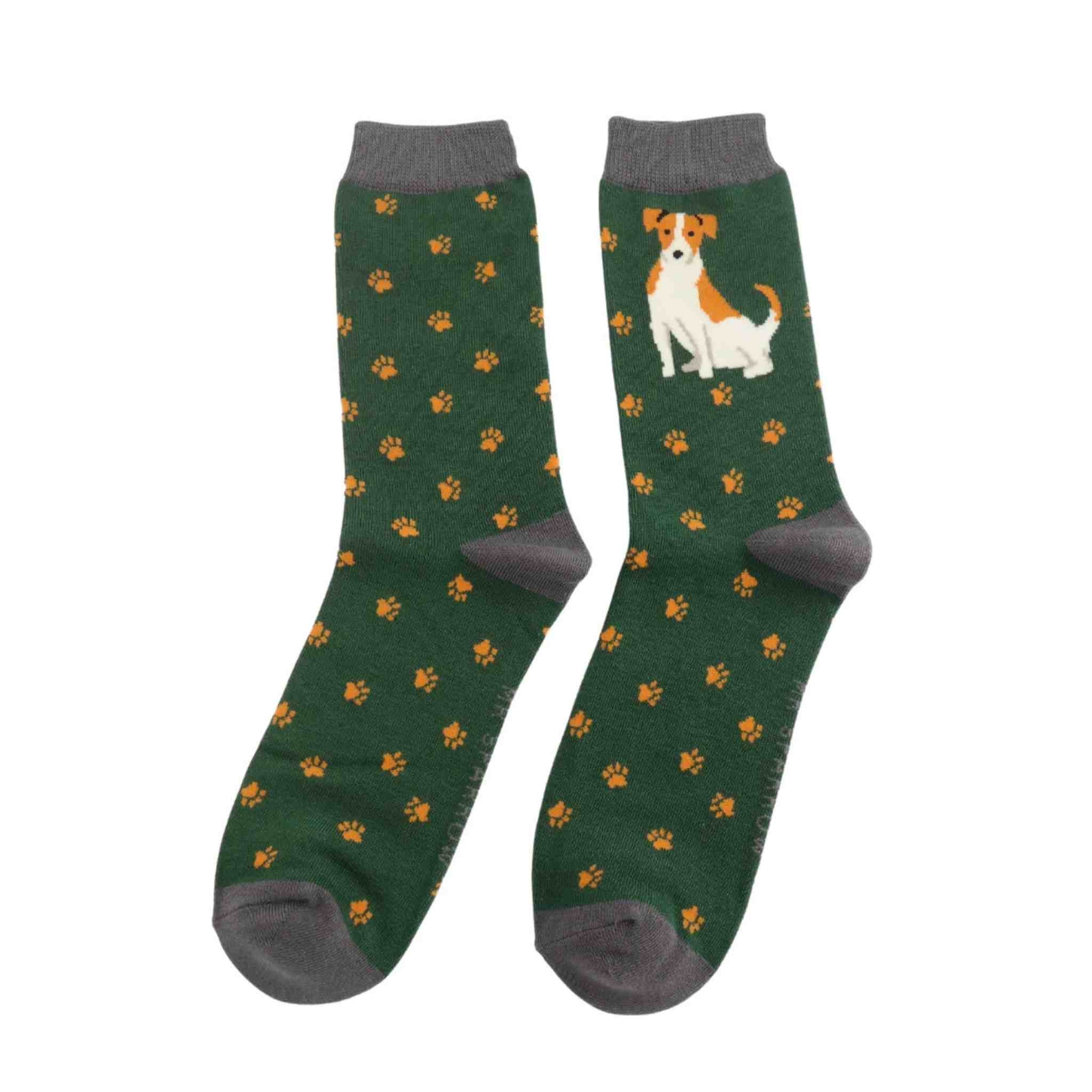 Cute Jack Russell Socks | Green (Men)