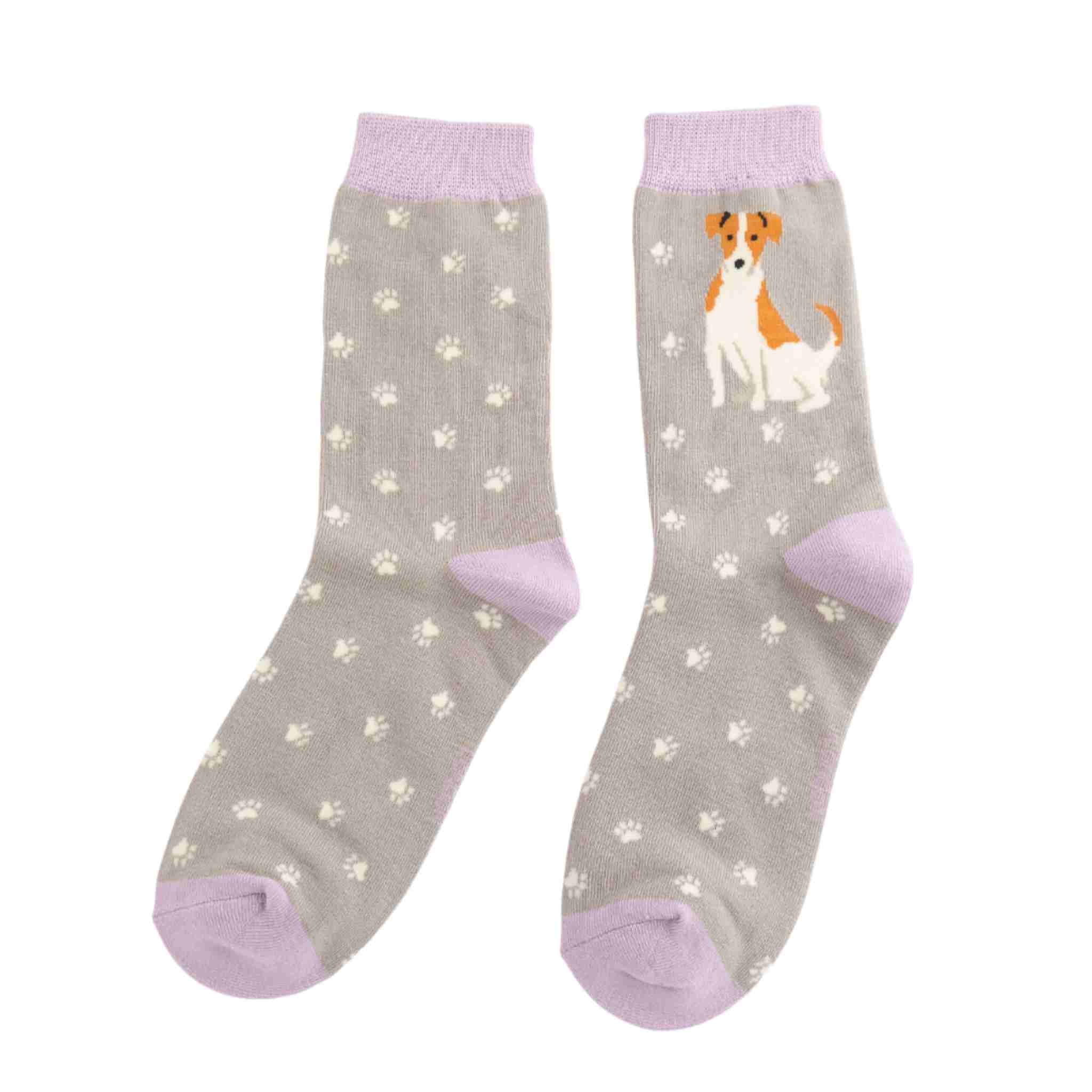 Cute Jack Russells Socks Mid Grey