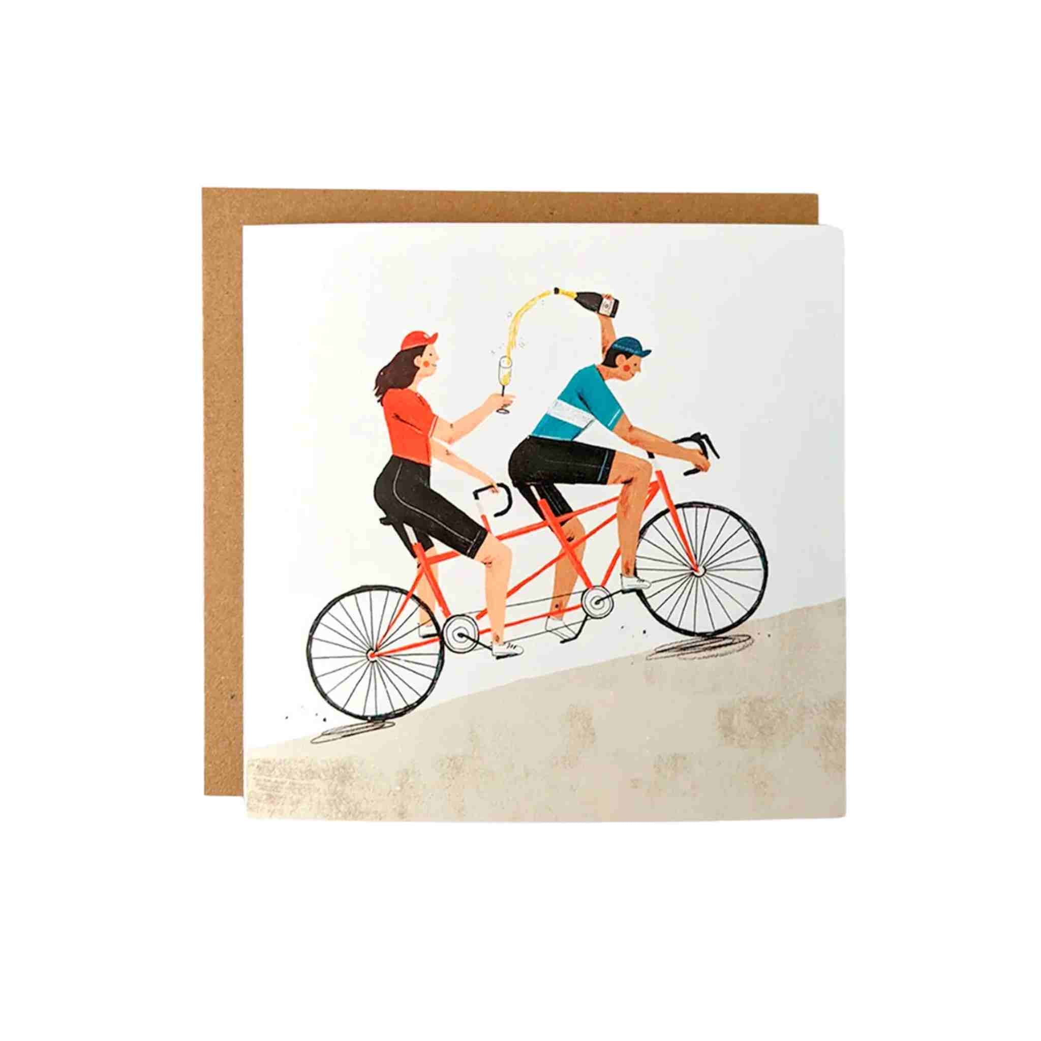 Cycle & Champagne Greetings Card