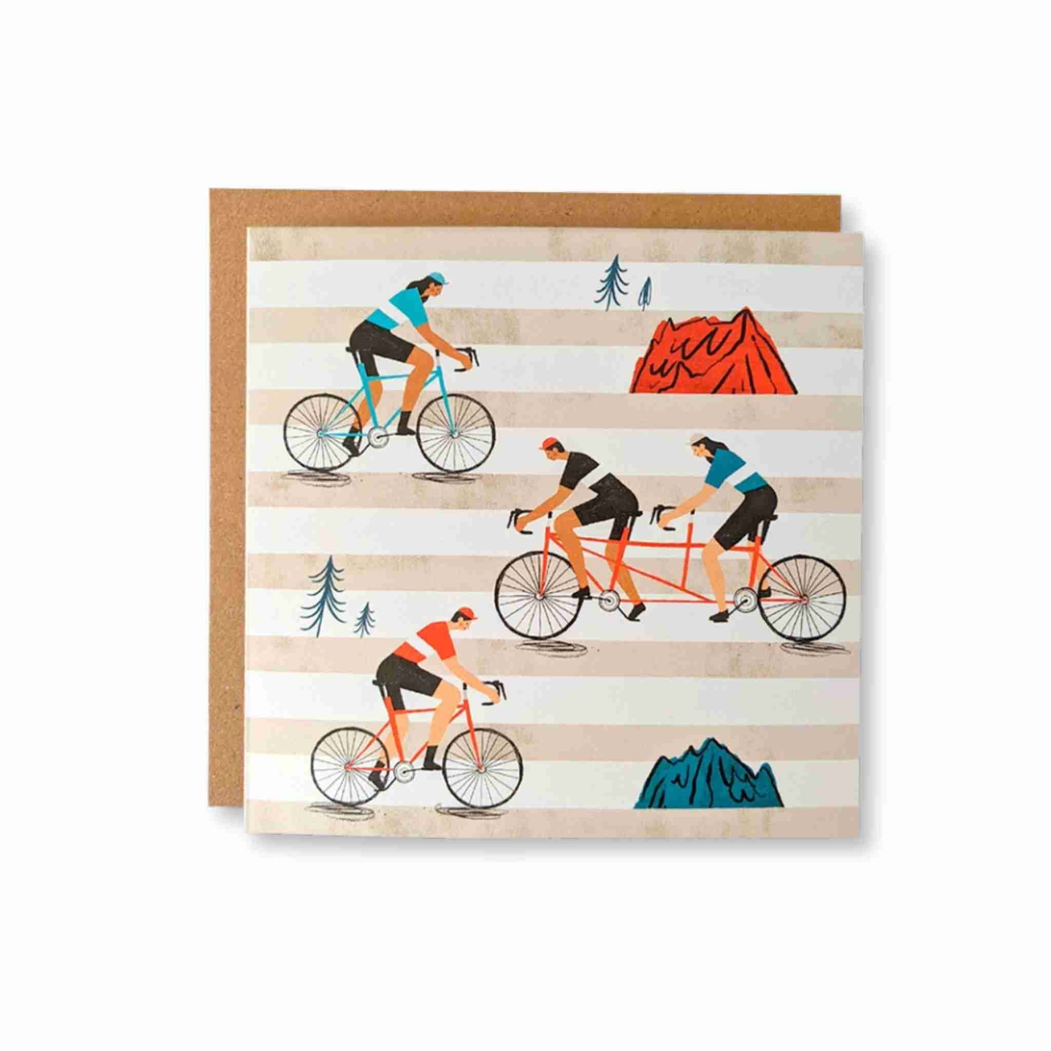 Cyclists Stripes Greetings Card