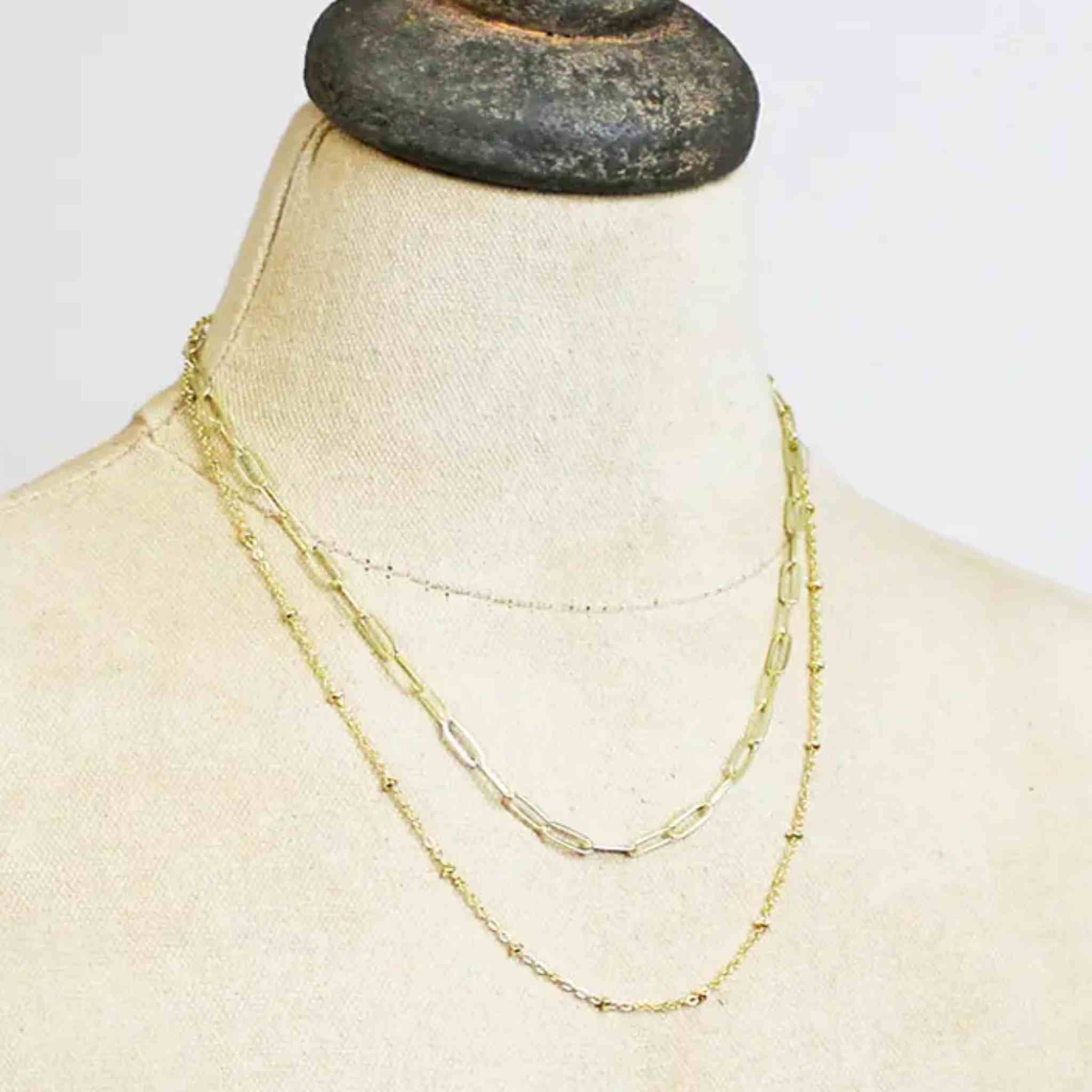 Double Strand Chain Necklace | Gold-Plate
