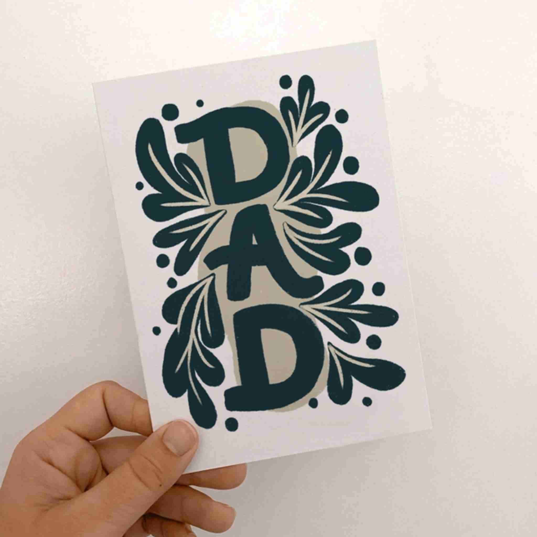 Dad Blue & Beige Floral Card