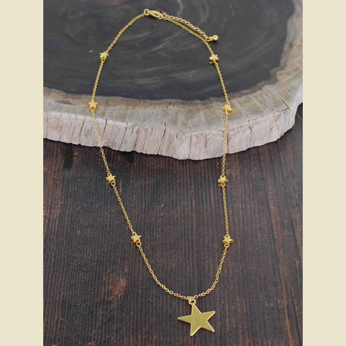 Delicate Star Necklace on Chain | Gold-Plate