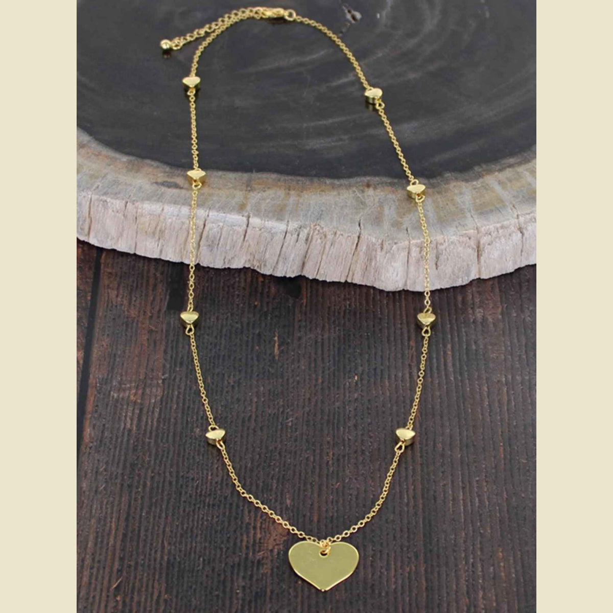 Delicate Heart Necklace on Chain | Gold-Plate