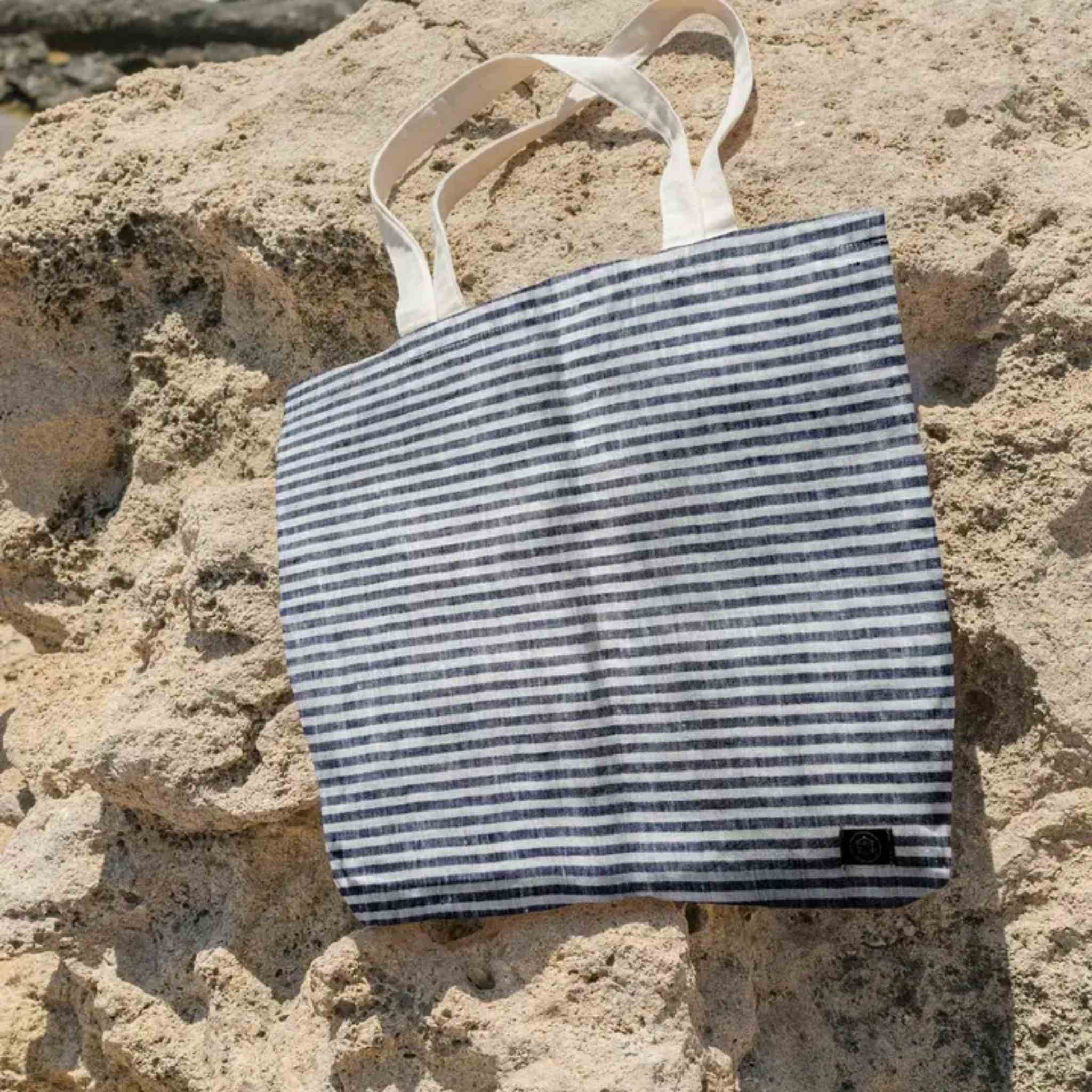 Striped Linen Tote Bag