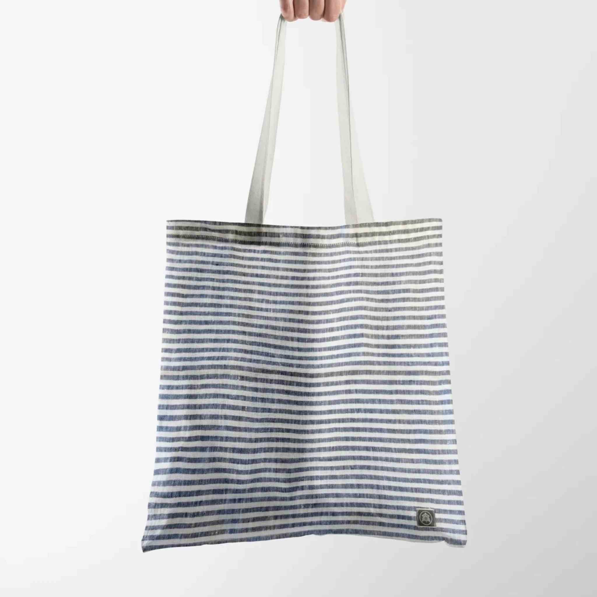Striped Linen Tote Bag