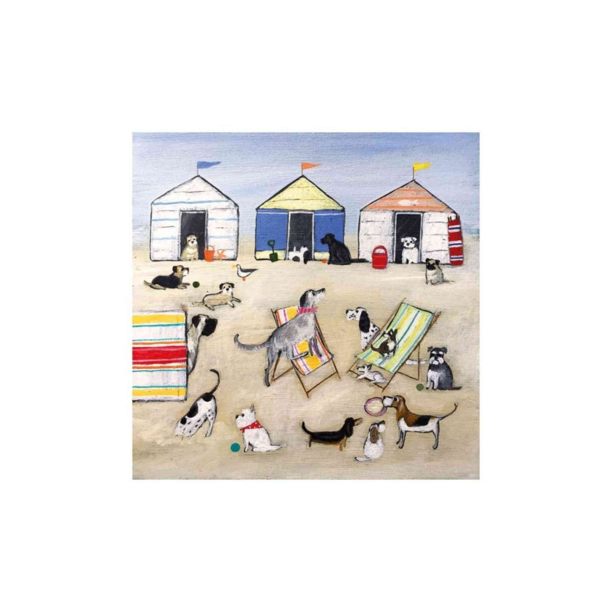 Dogs on the beach greeting card