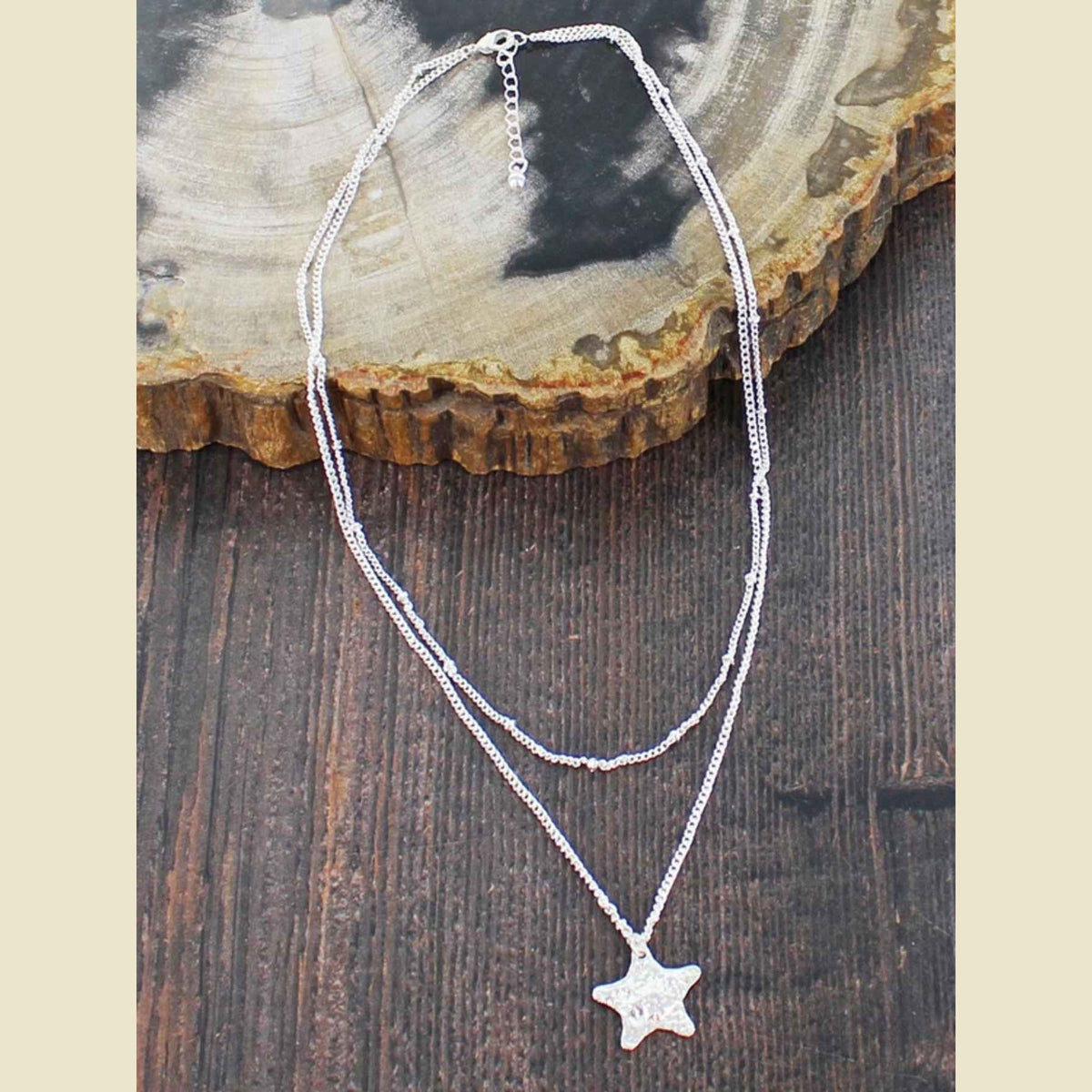 Double Strand Star Necklace | Silver-Plate