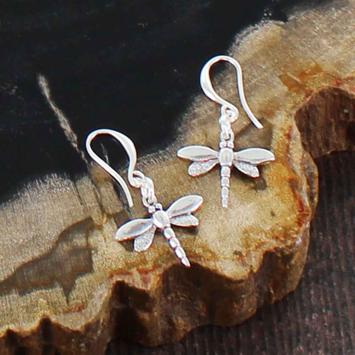 Dragonfly Charm Earrings | Silver Plate