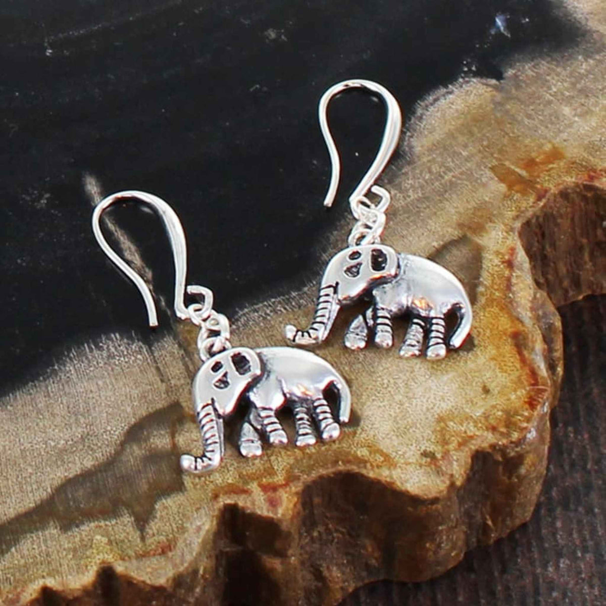 Elephant Charm Earrings | Silver Plate
