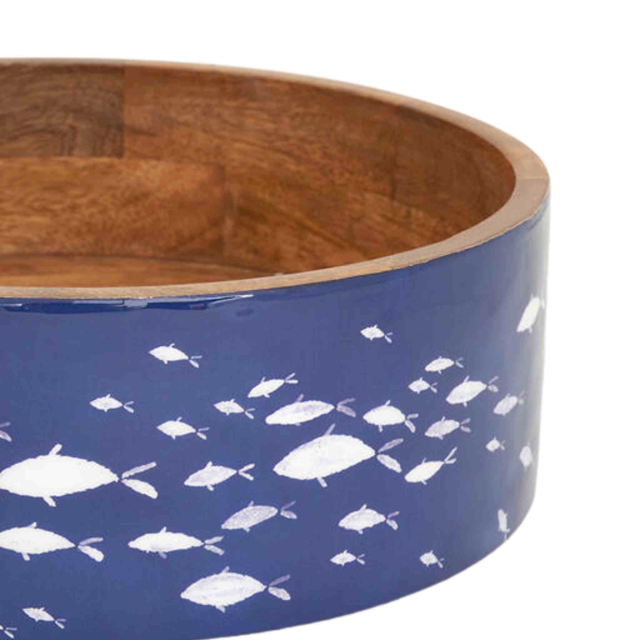 Enamelled Wooden Bowl With Fish Design