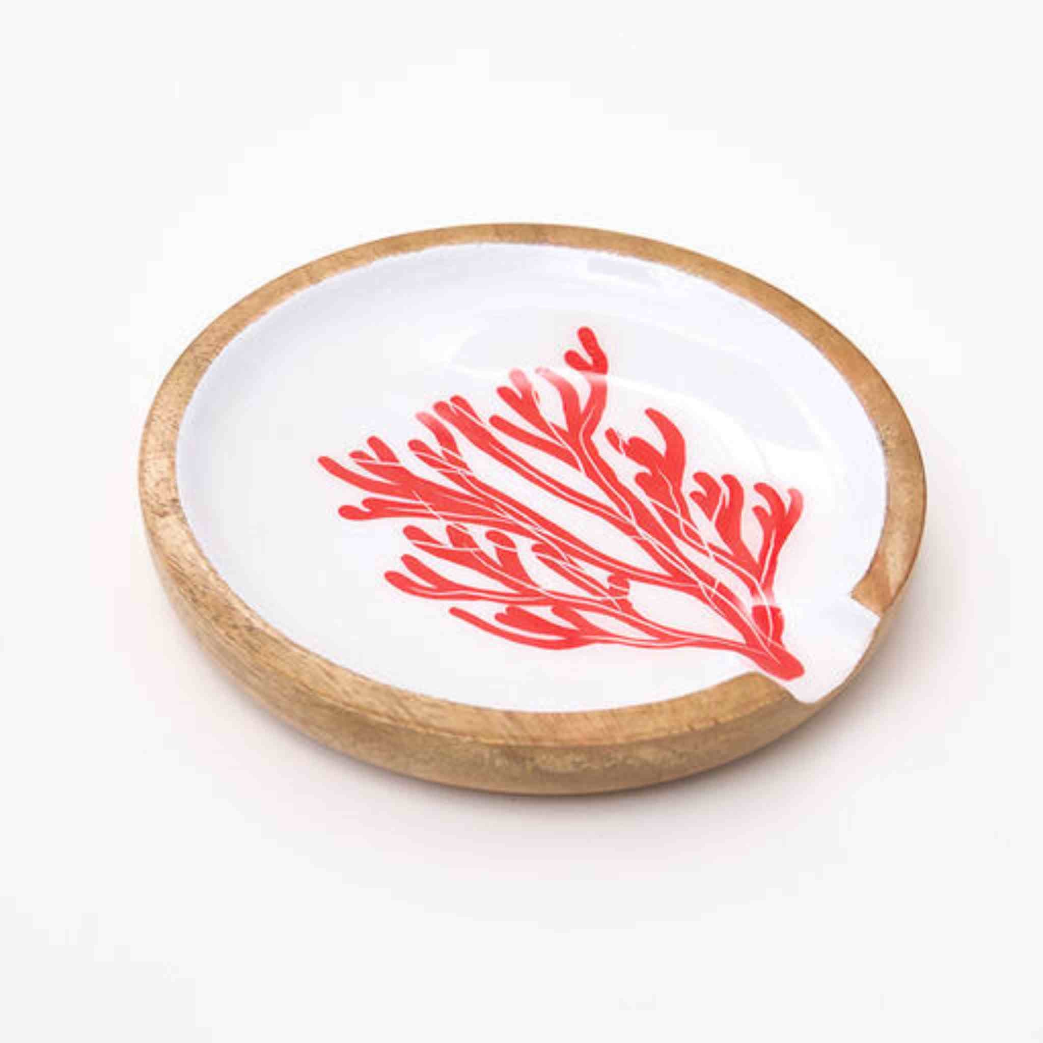 Enamelled Wooden Coral Spoon Rest