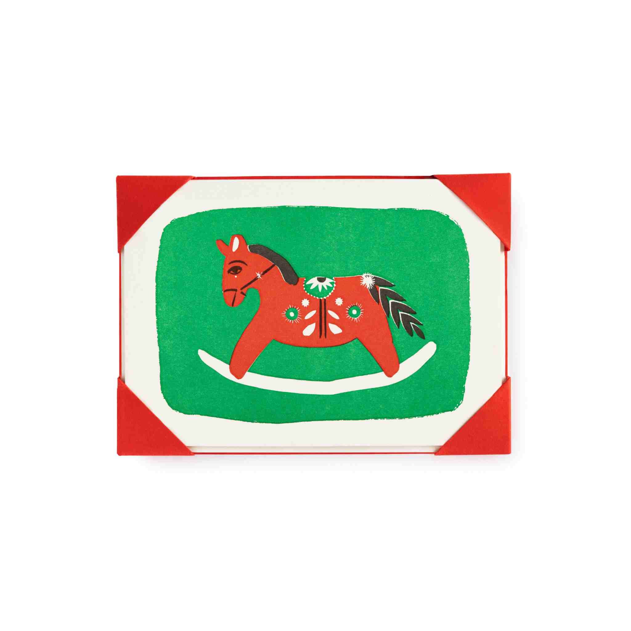 Festive Rocking Horse Christmas Card pack