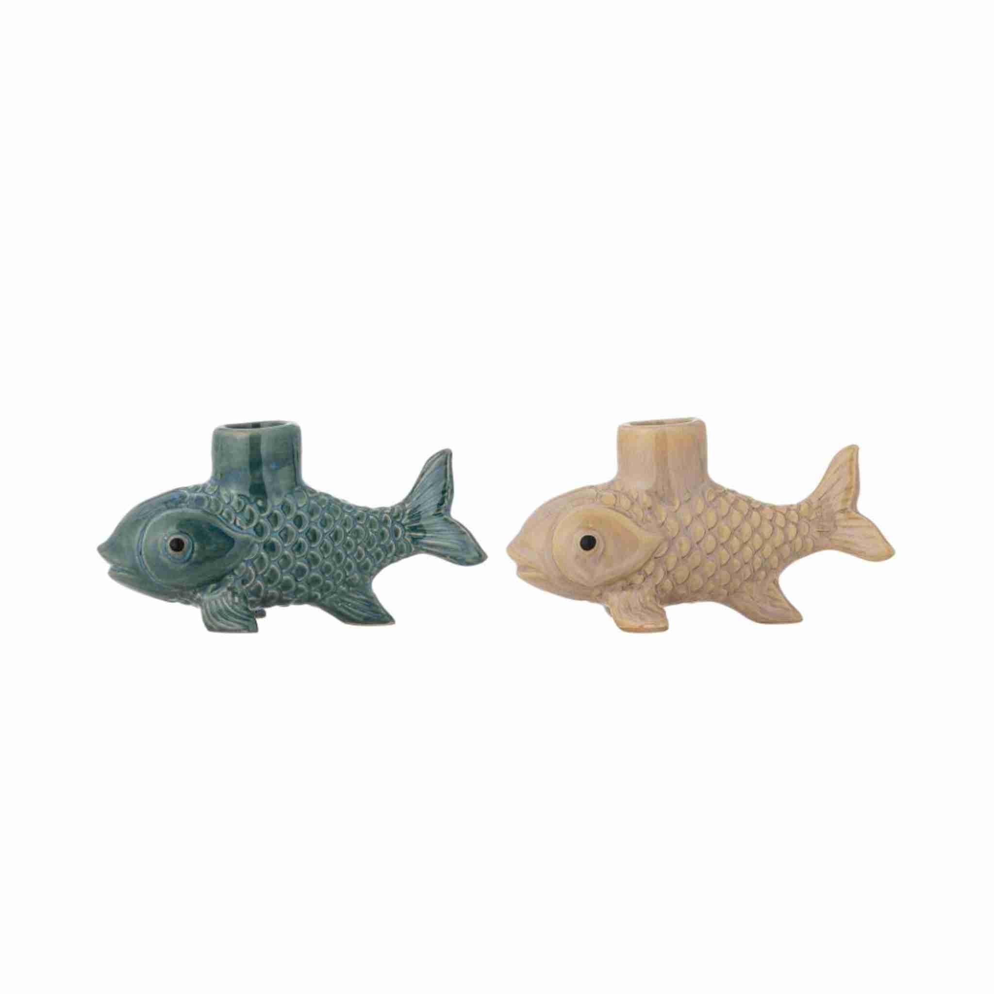 Fish Stoneware Candle Holders | Set of 2