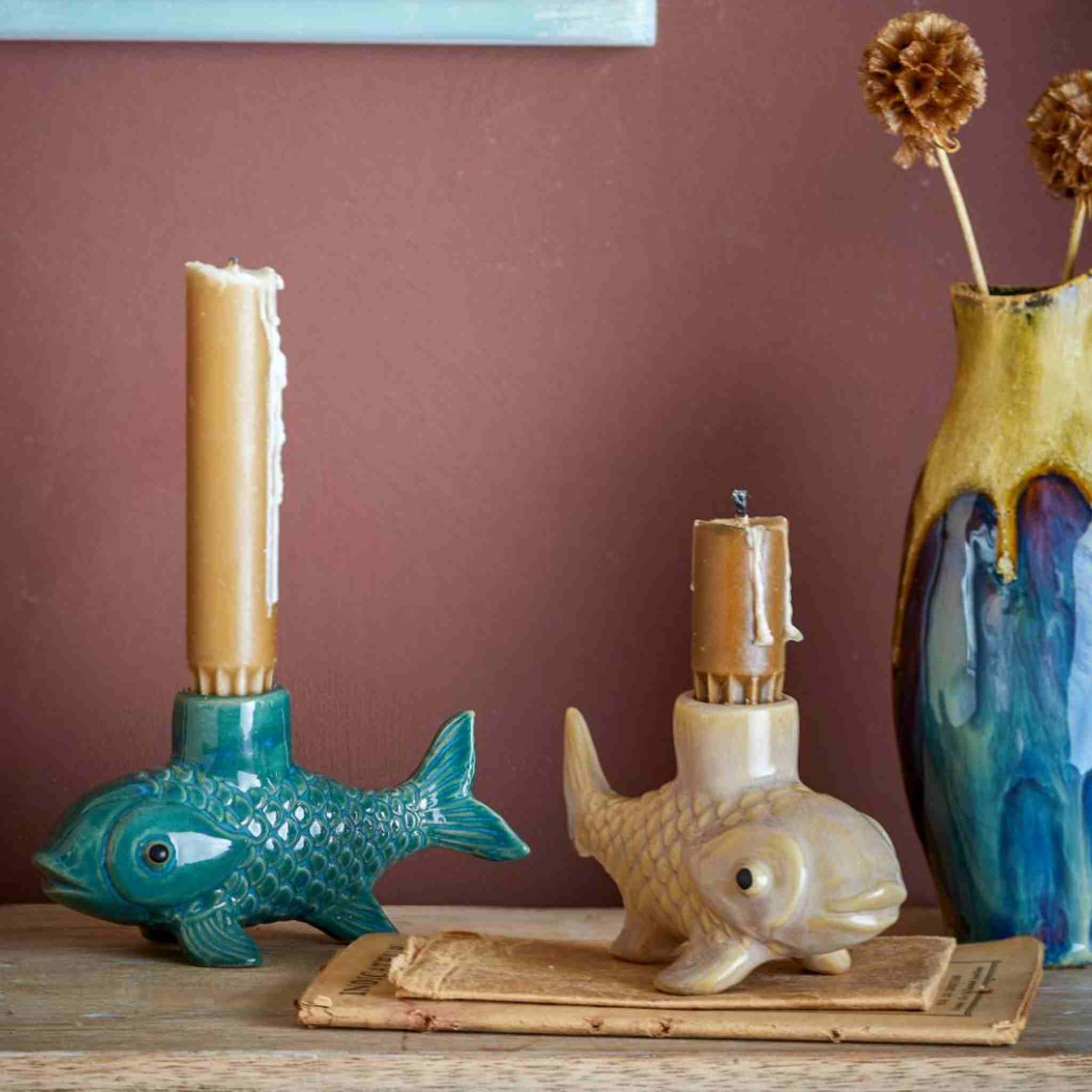 Fish Stoneware Candle Holders | Set of 2