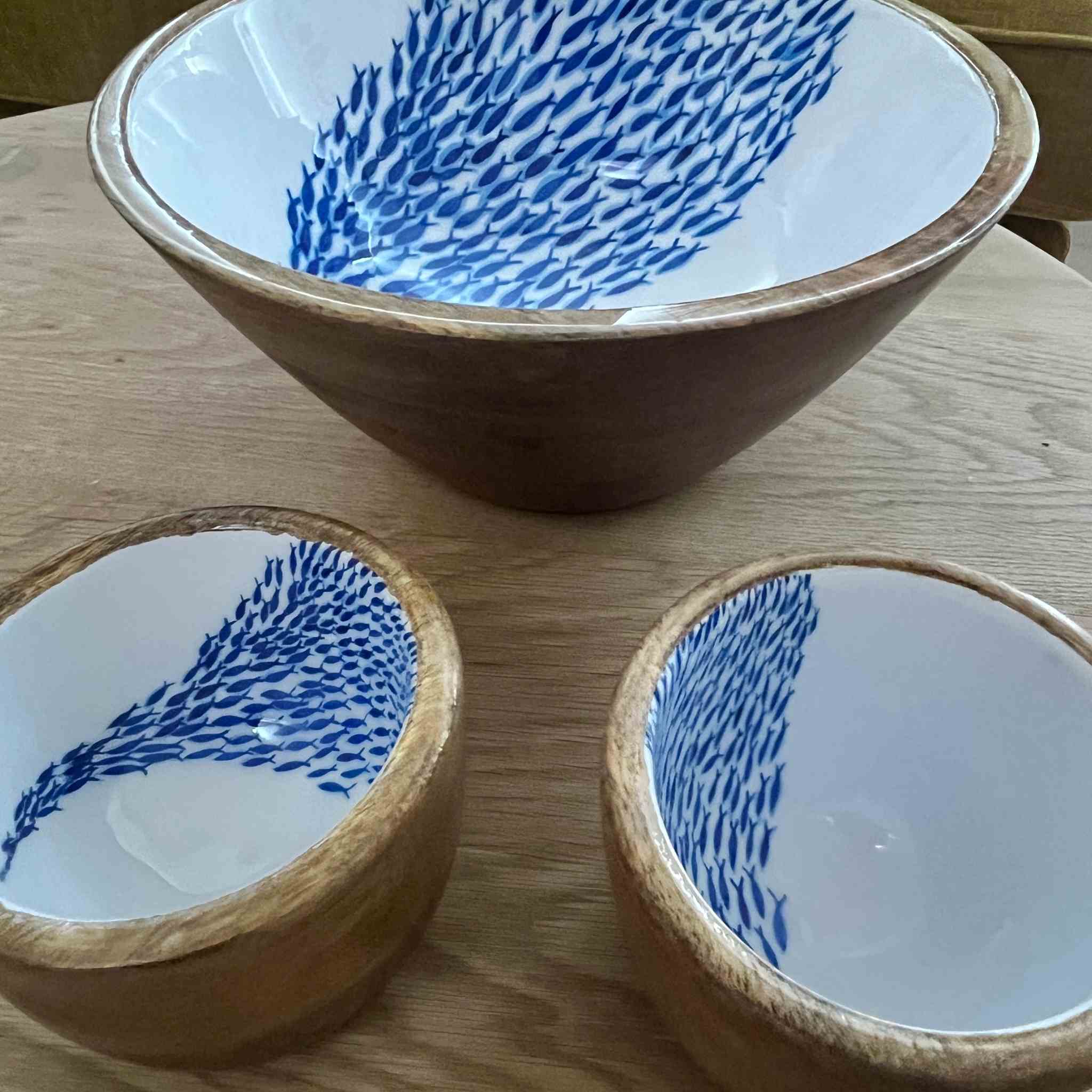 Fish Shoal Wooden Bowl | 25 cm