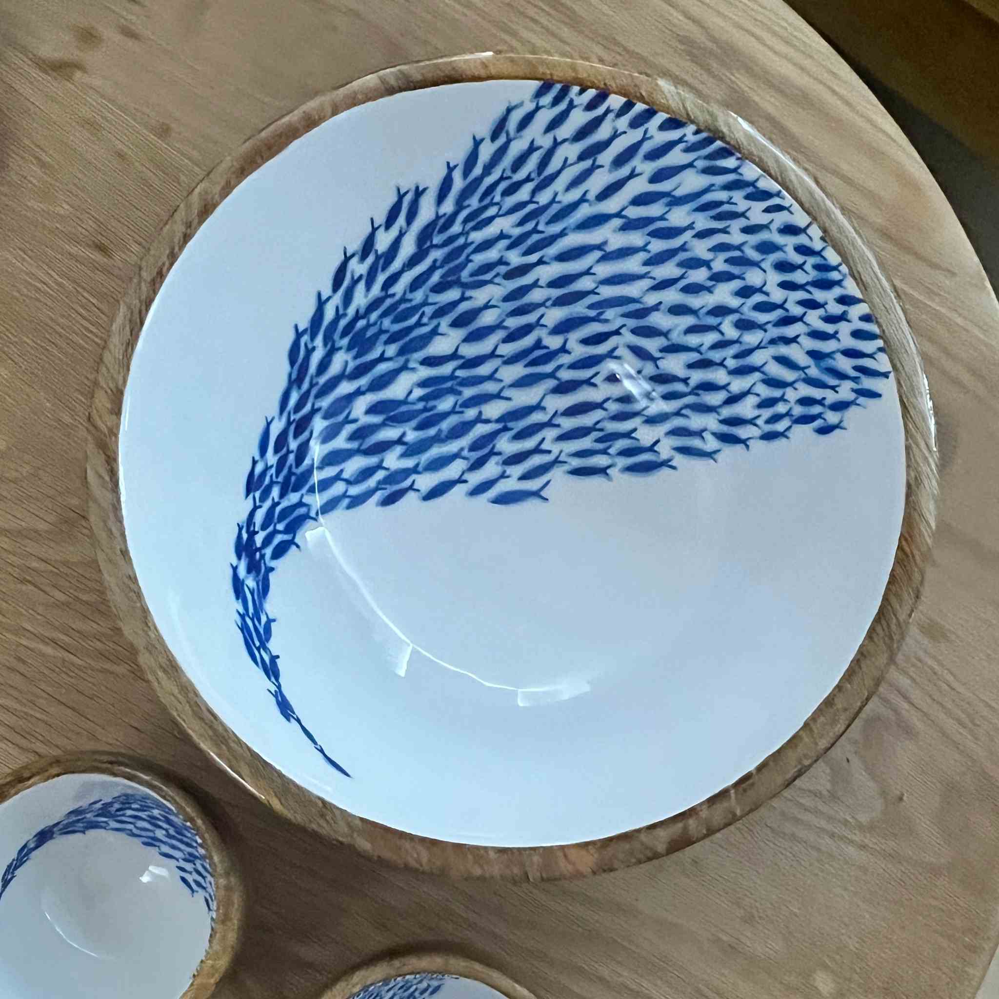 Fish Shoal Wooden Bowl | 25 cm