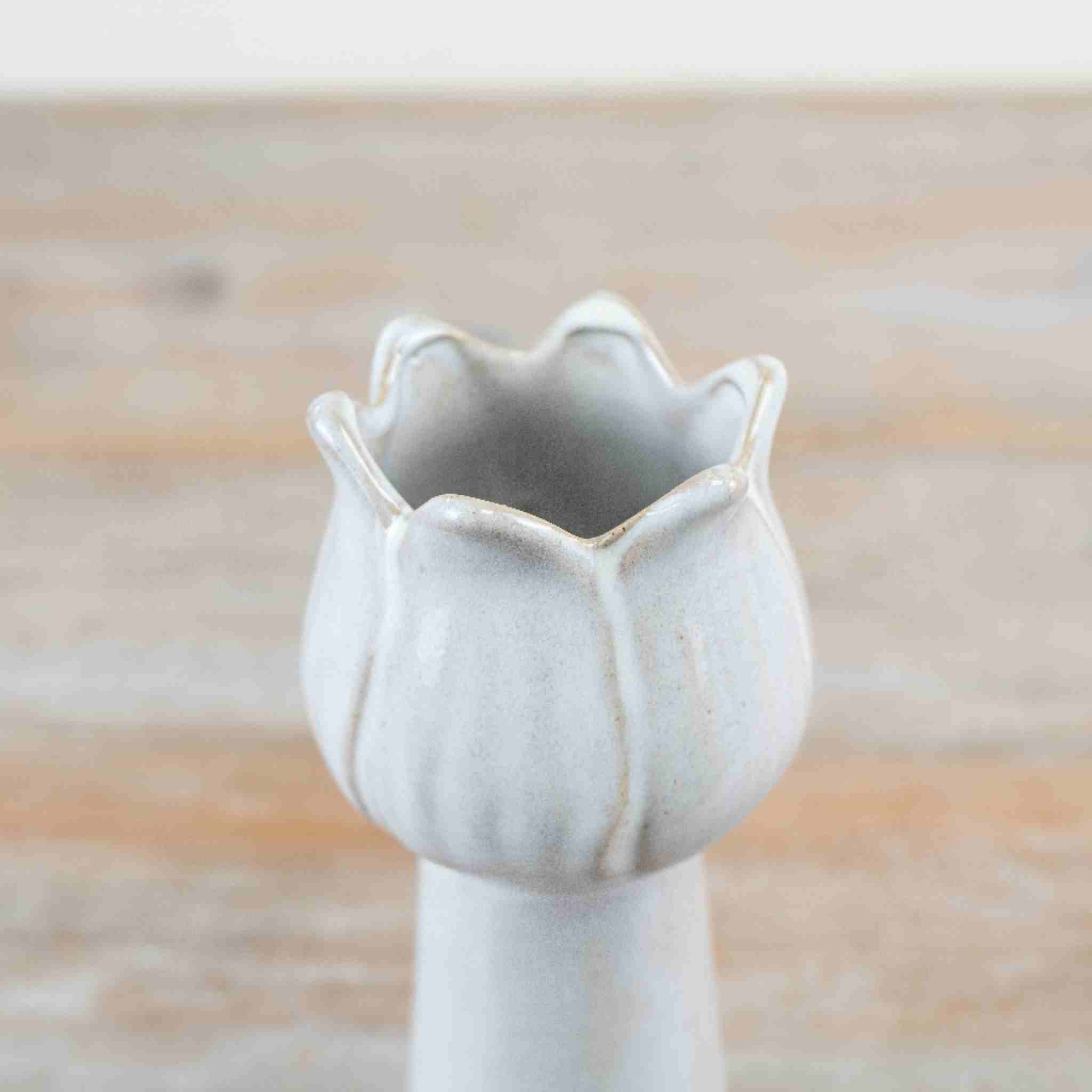 White Glazed Flower Shaped Vase