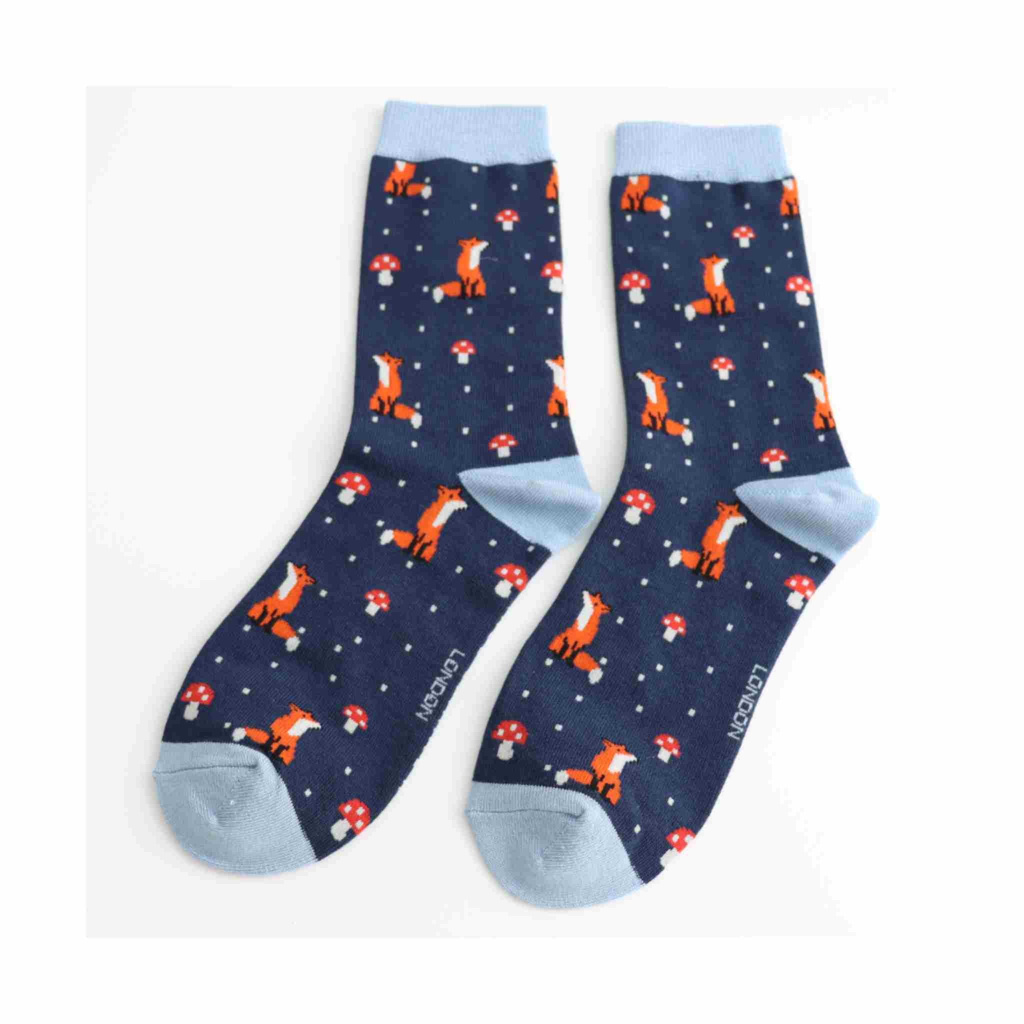Fox & Toadstole Socks | Navy