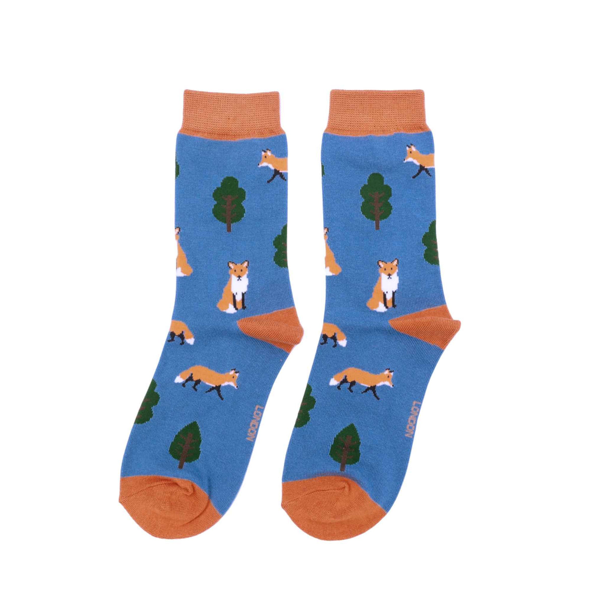 Fox in the Woods Socks | Miss Sparrow | Denim