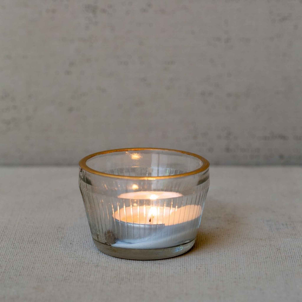 Glass Tealight Holder with Gold Rim