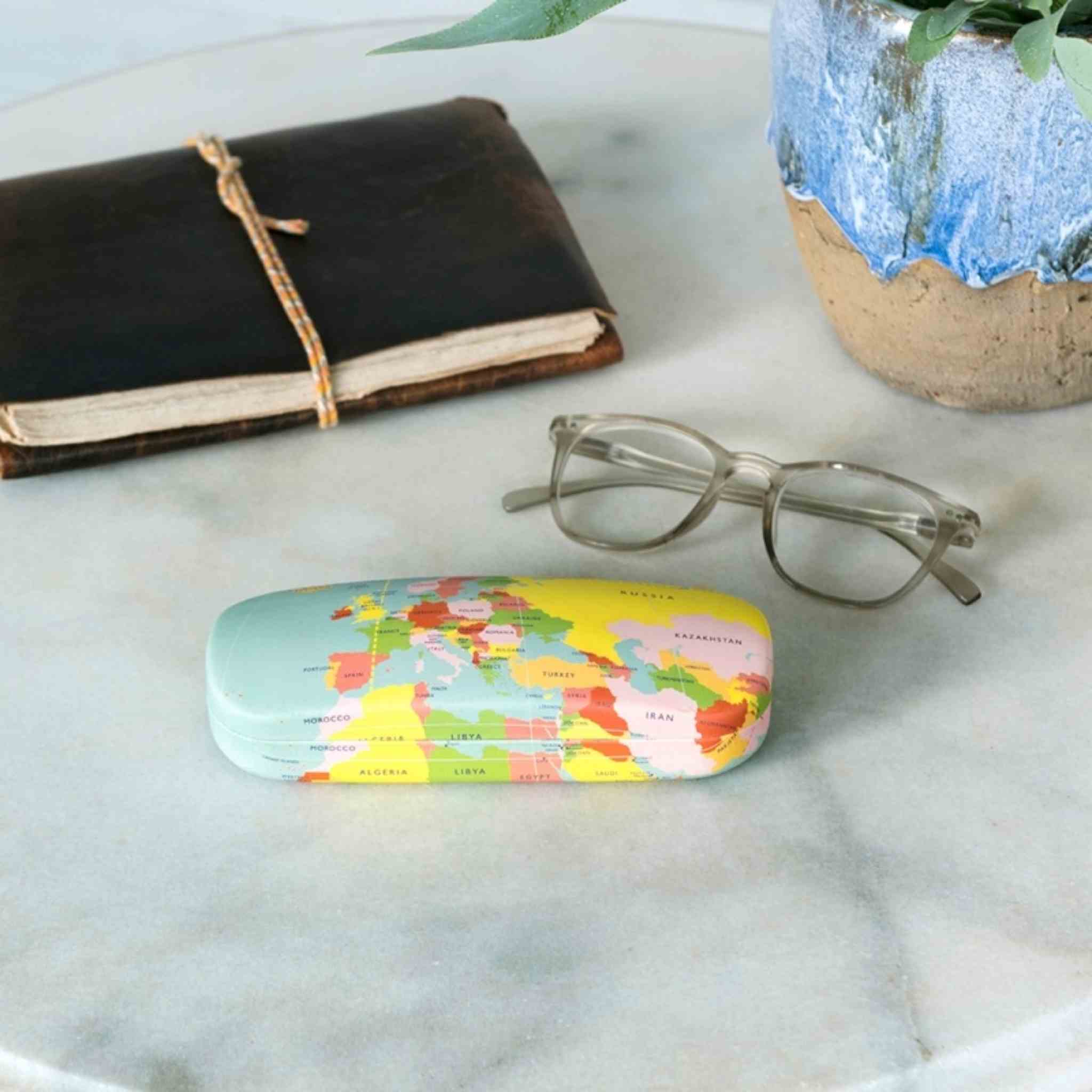 Glasses Case & Cleaning Cloth | World Map