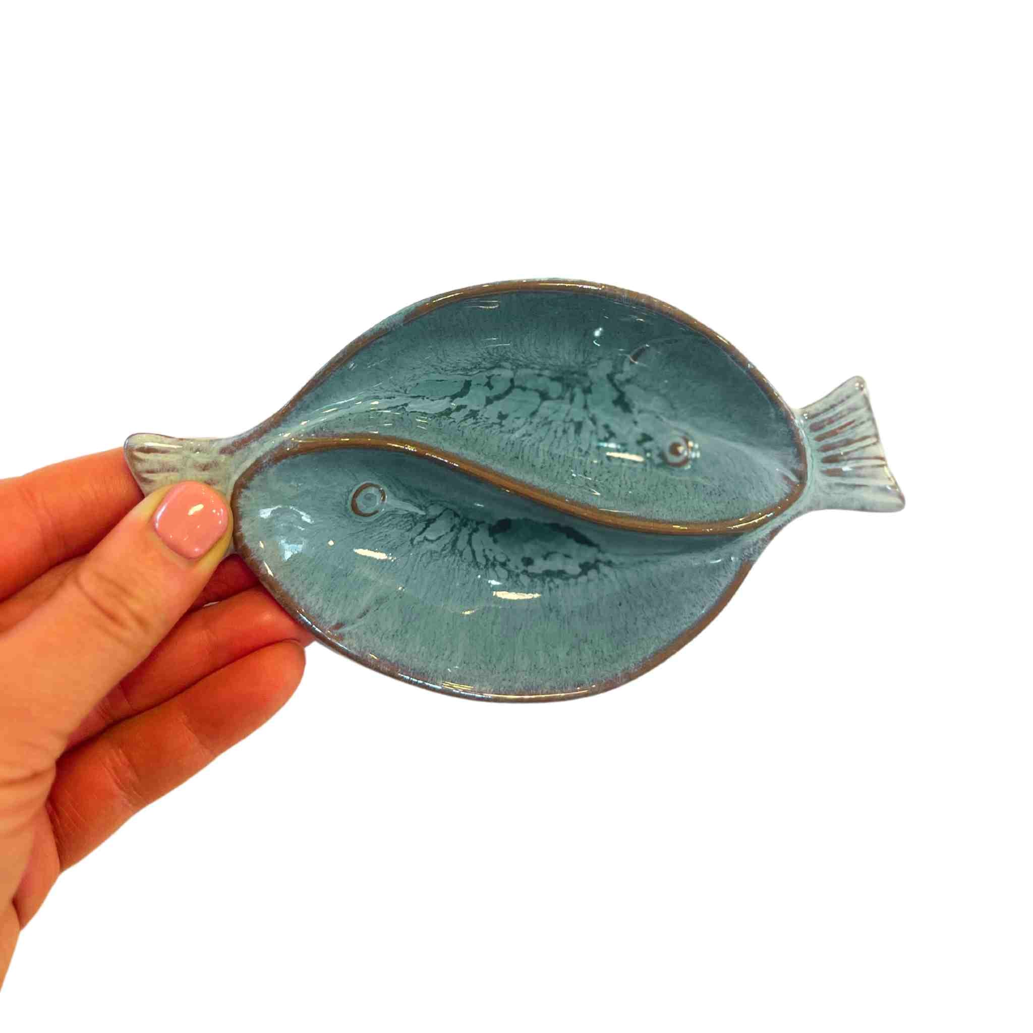 Glazed Fish Serving Plate | Blue Stoneware
