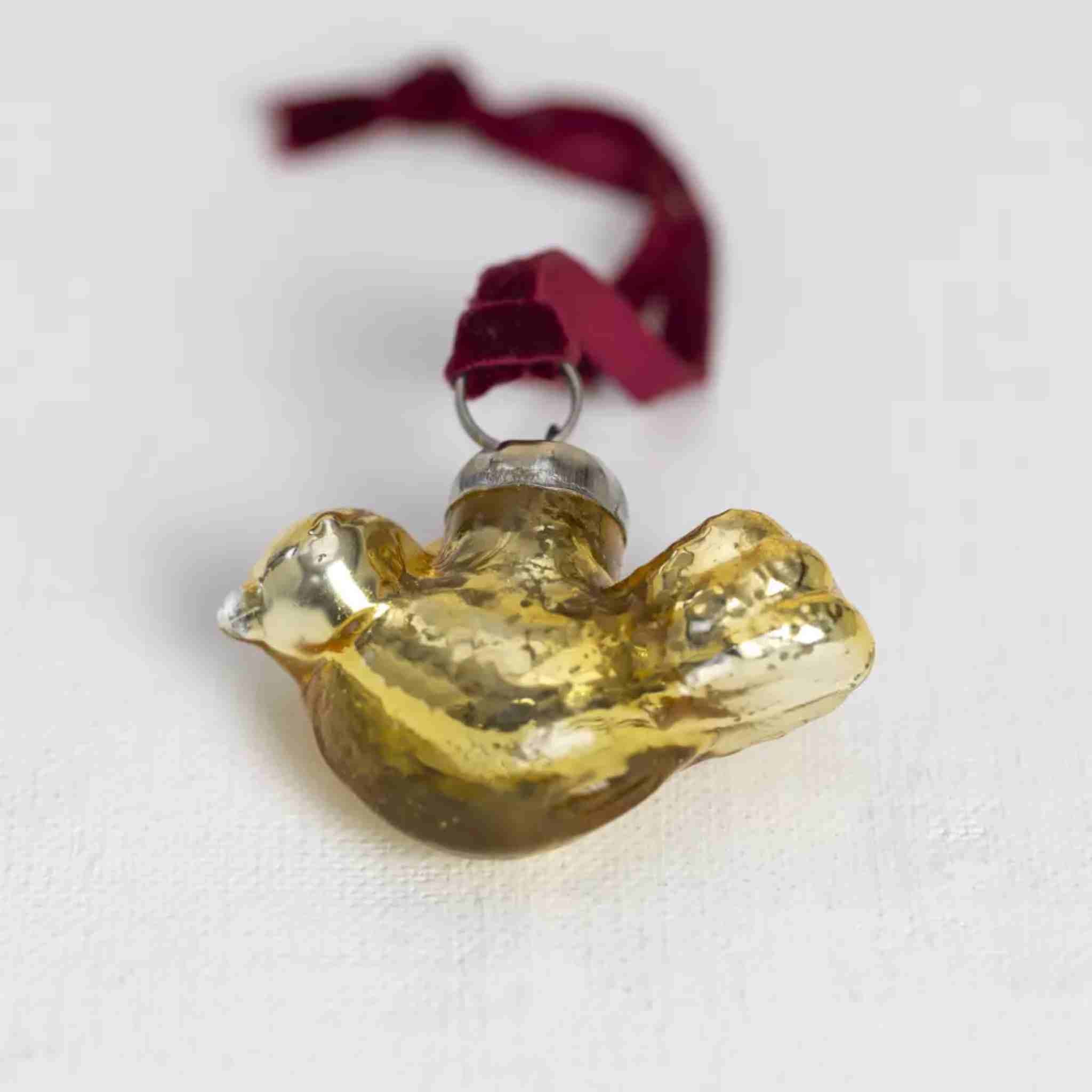 Gold Bird Decoration With Velvet Loop