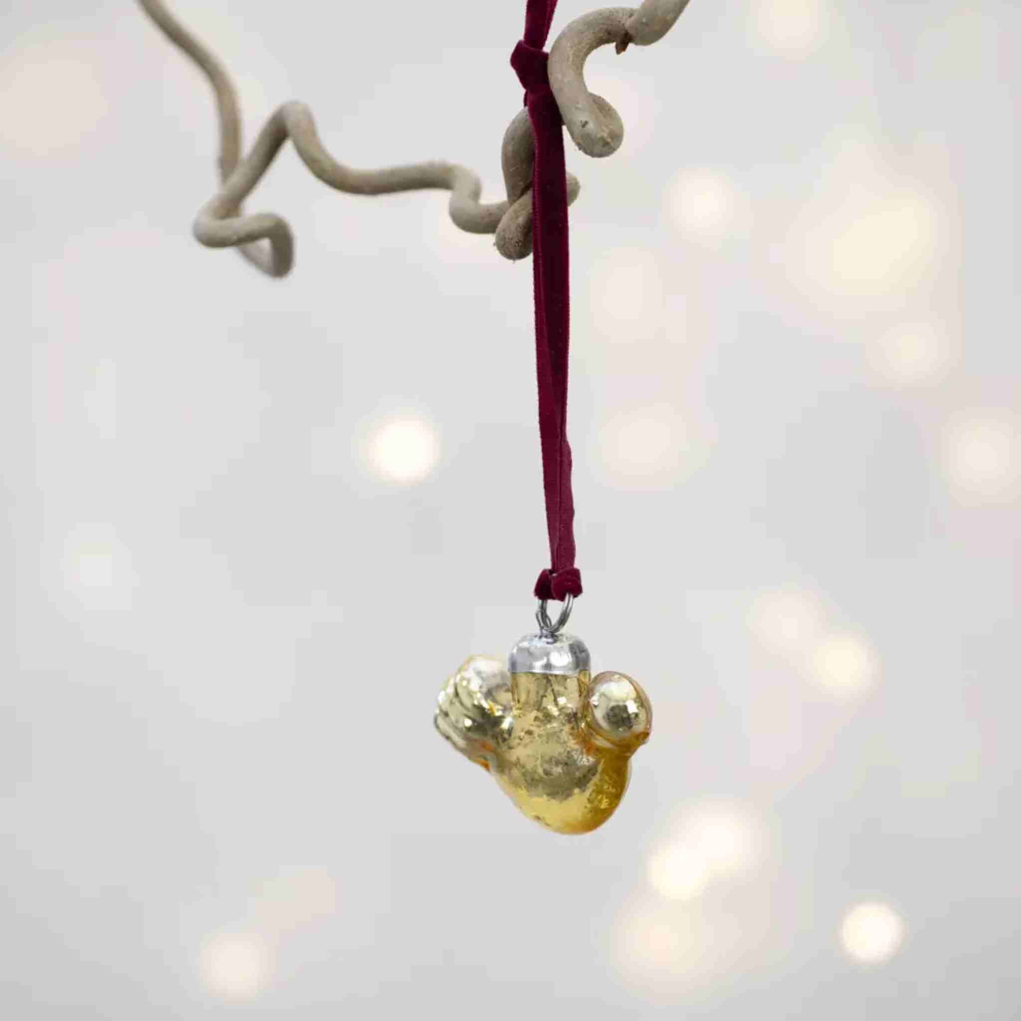 Gold Bird Decoration With Velvet Loop