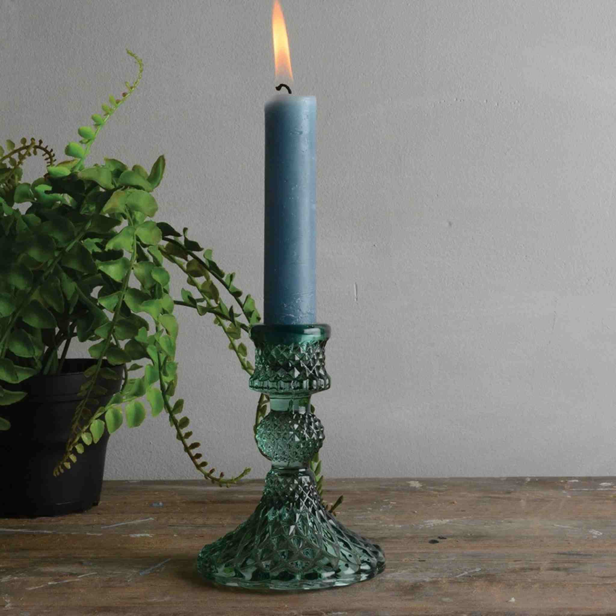 Green Glass Candlestick