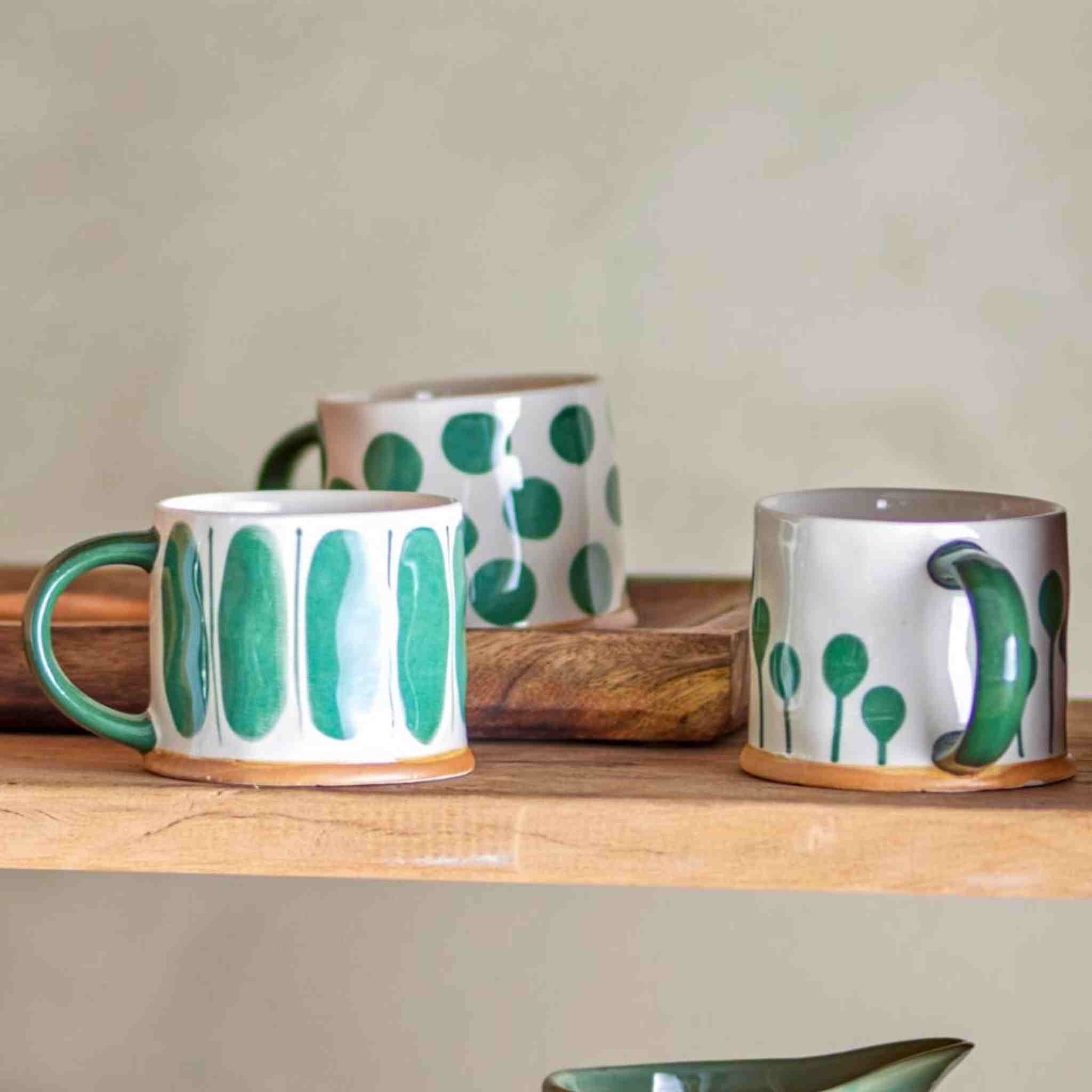 Linora Large Stoneware Mug | Green