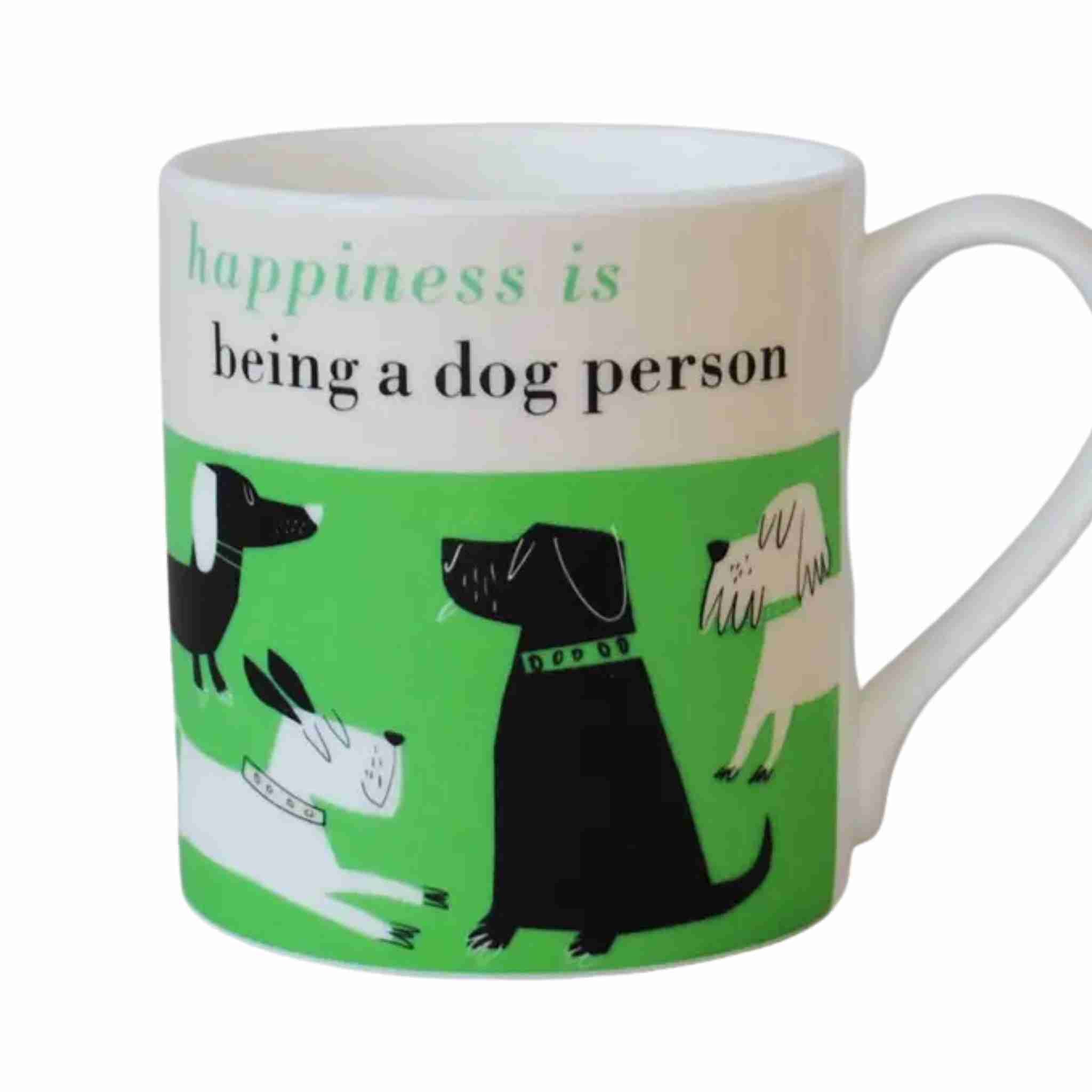 Happiness Dog Person | Bone China Mug (Green)
