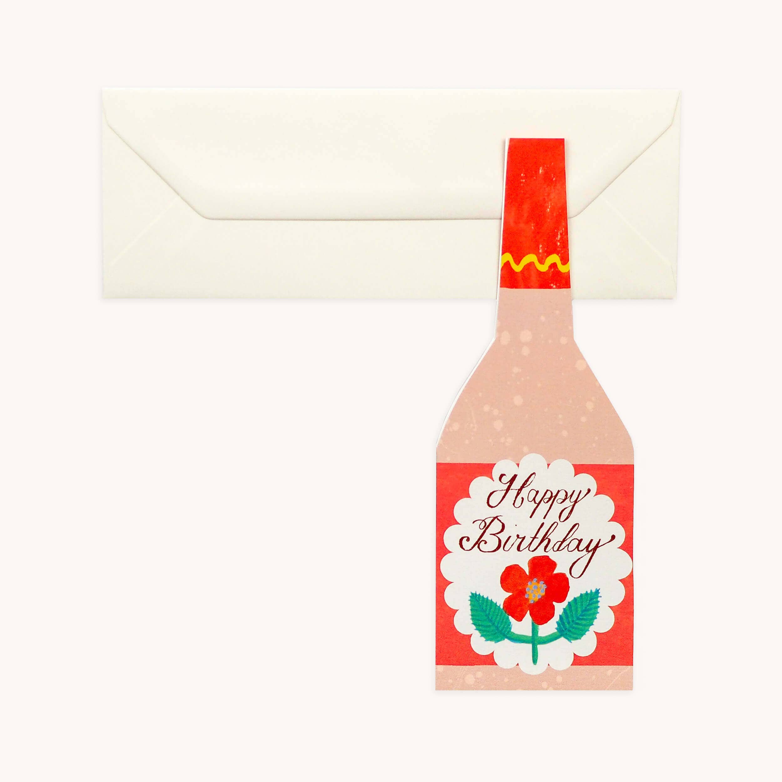 Happy Birthday card with a bottle design on a white background