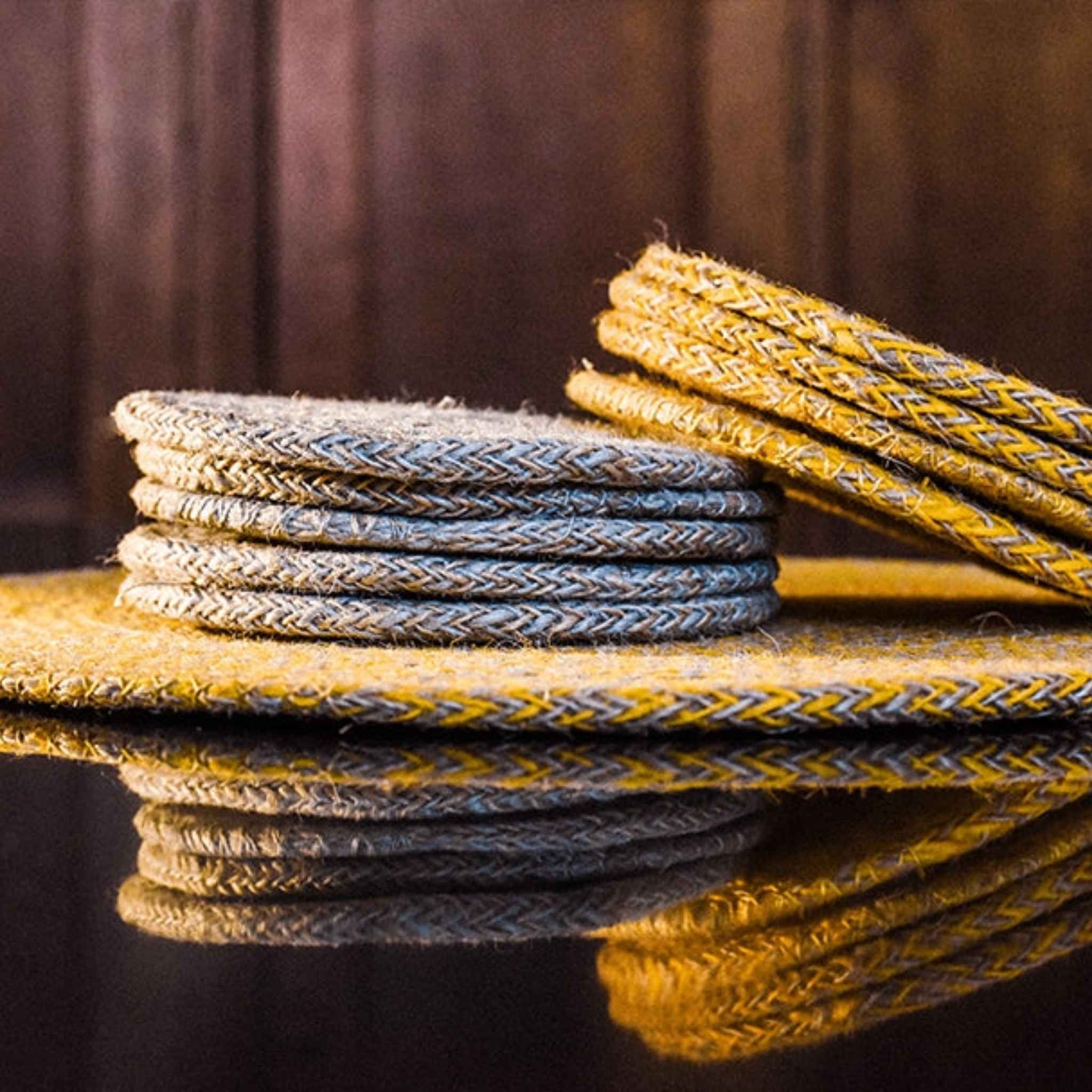 Indian Yellow Jute Placemats 27cm | Tied Set of 4